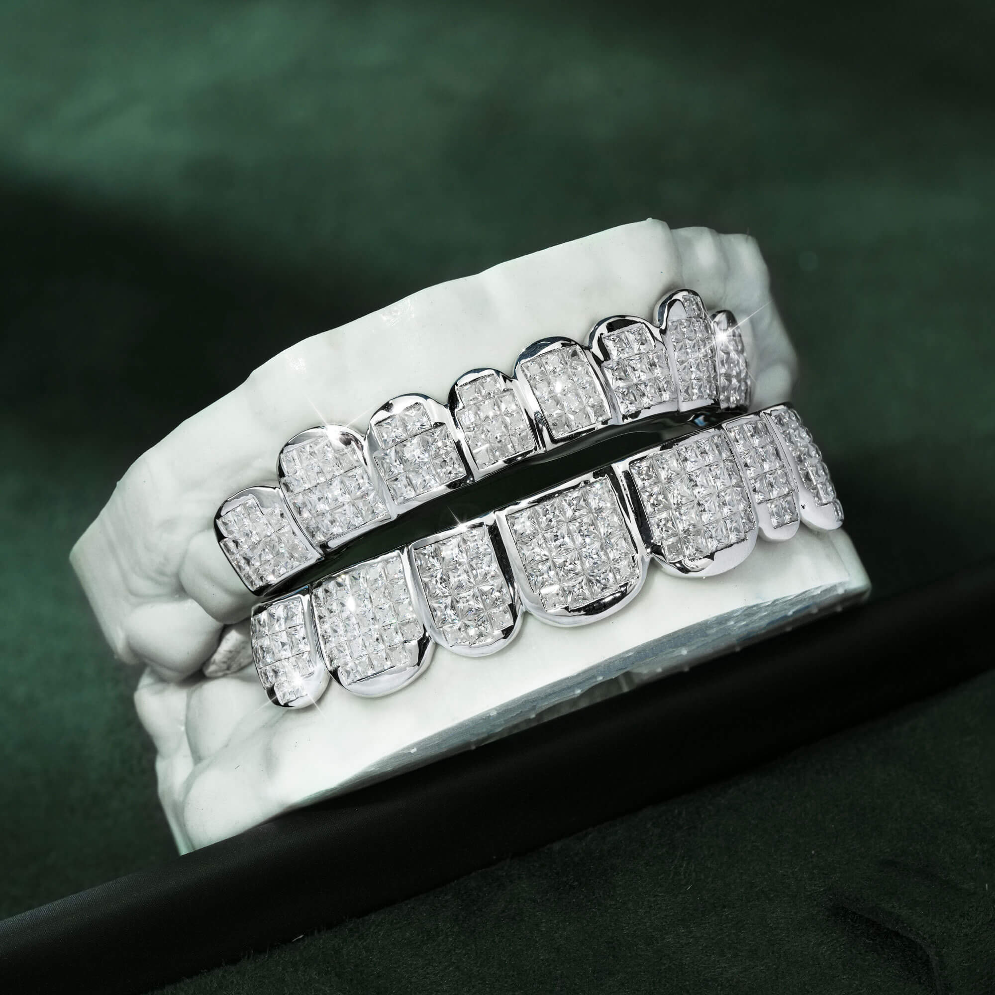 10 on 10 VVS Moissanite Princess Cut Diamond Grillz