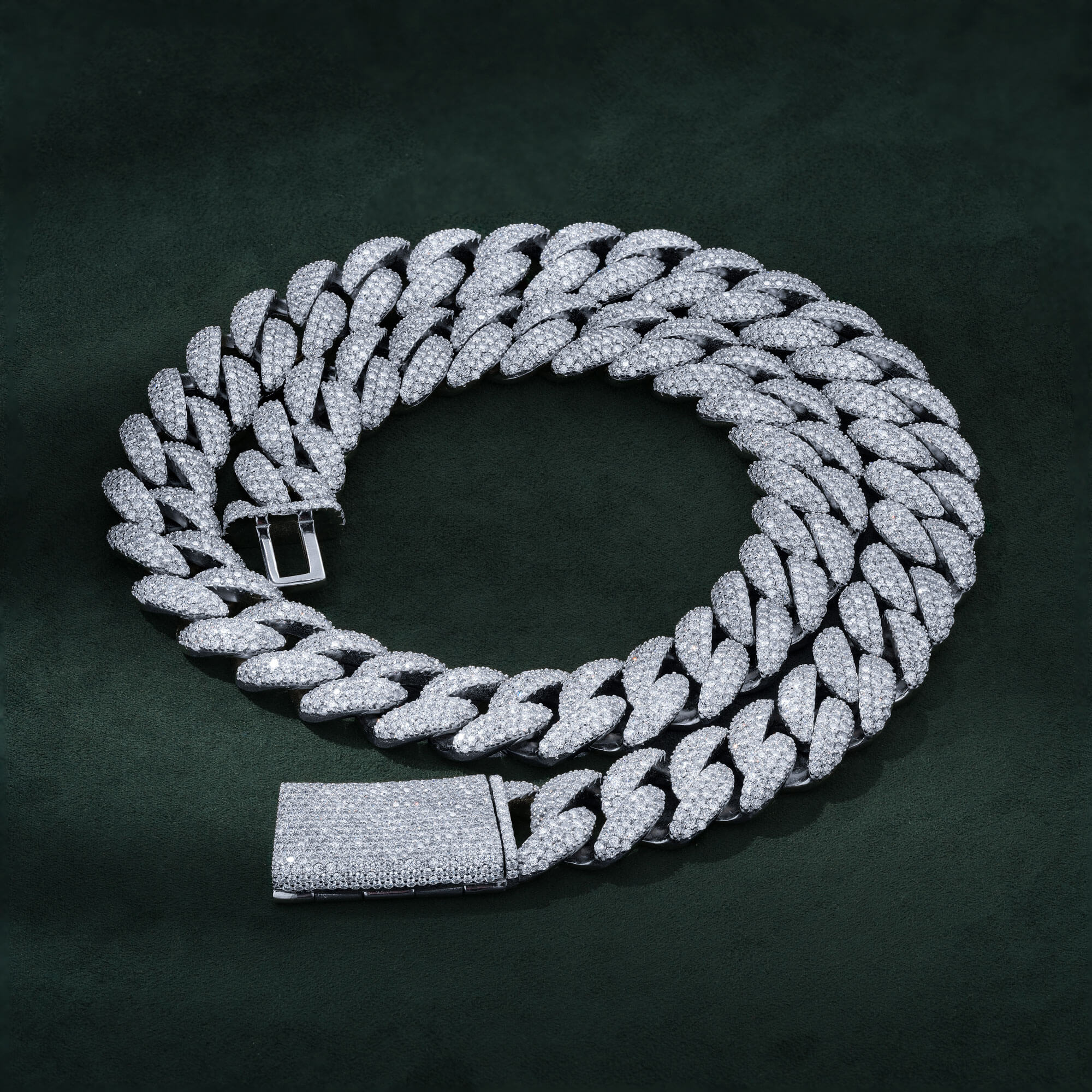 18MM 3 Row Moissanite Cuban Link Chain Iced Out Full Pavé Hip Hop Necklace