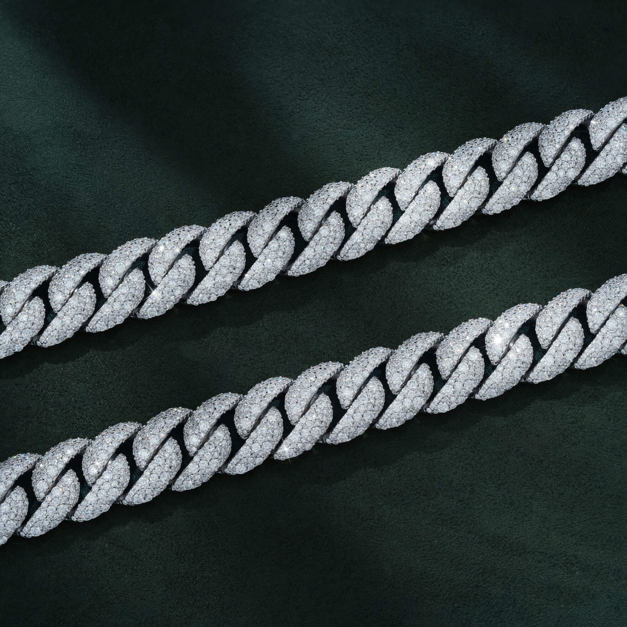 15MM Mixed Size Moissanite Cuban Link Chain Curved Iced Out Heavy Pavé Necklace – alternate product view 4