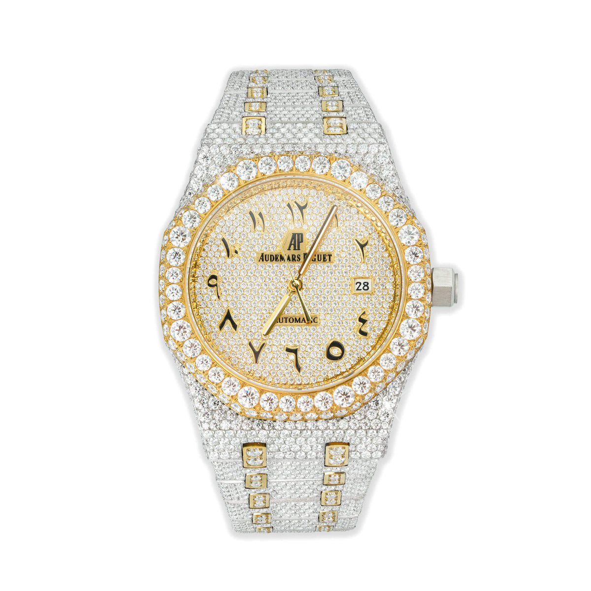 Full Pavé VVS Moissanite Watch | 41MM | White-Tone & Yellow-Tone Finish by Sommarnox