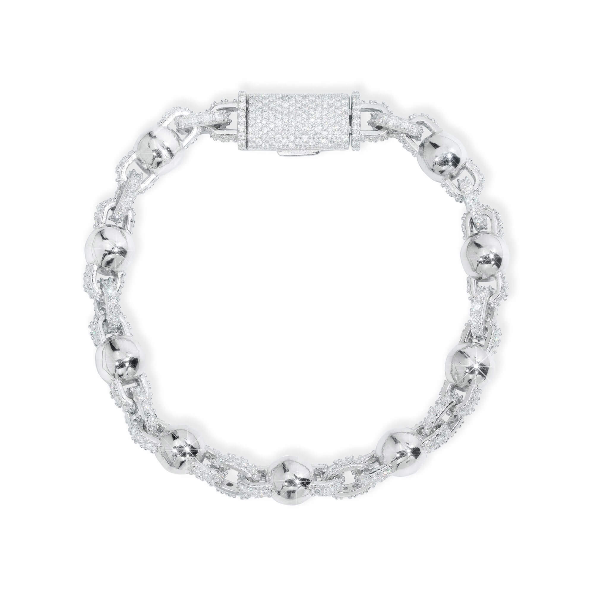8MM Polished Bead & Iced Link VVS Moissanite Bracelet – alternate product view 5
