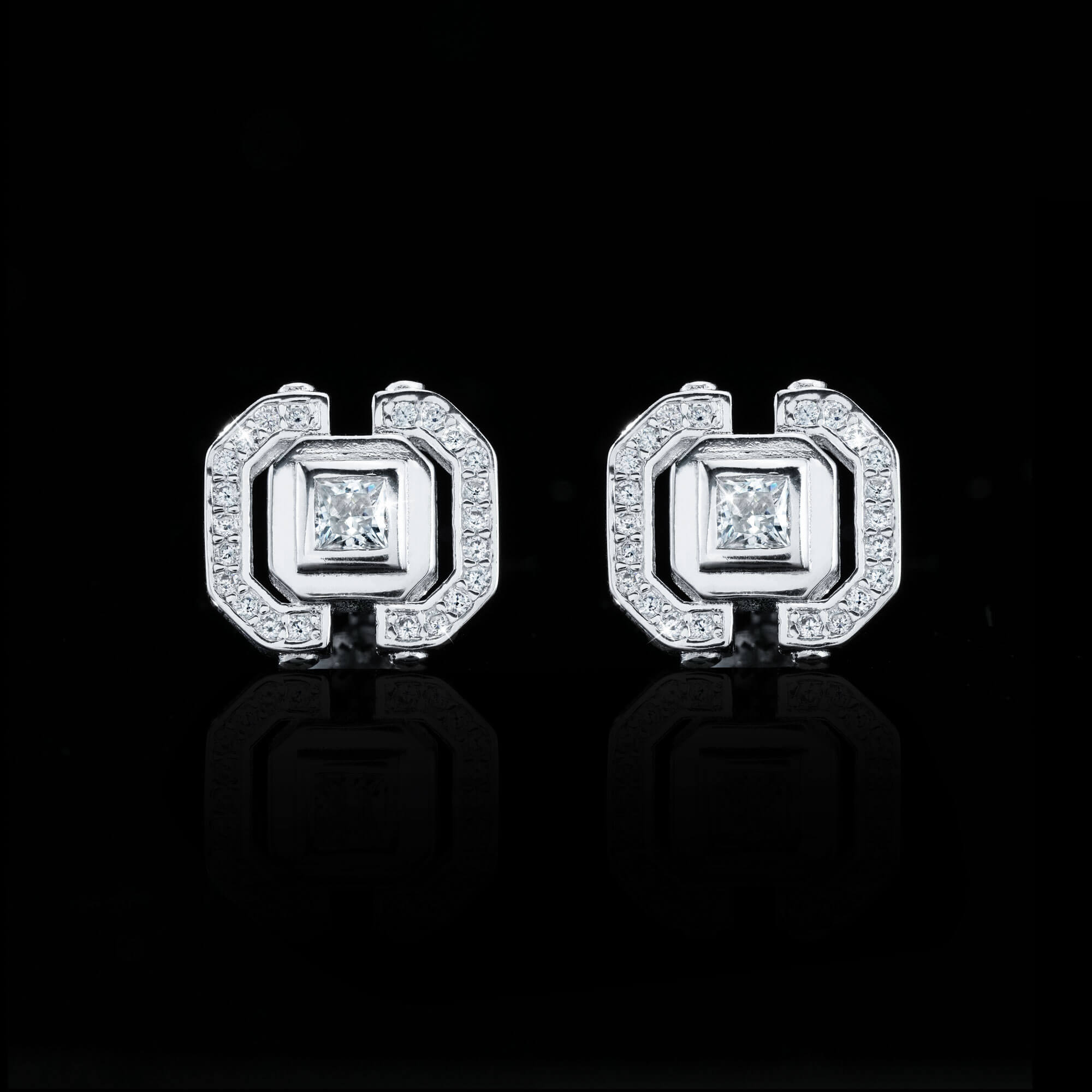 Princess Cut Moissanite Stud Earrings – alternate product view 3