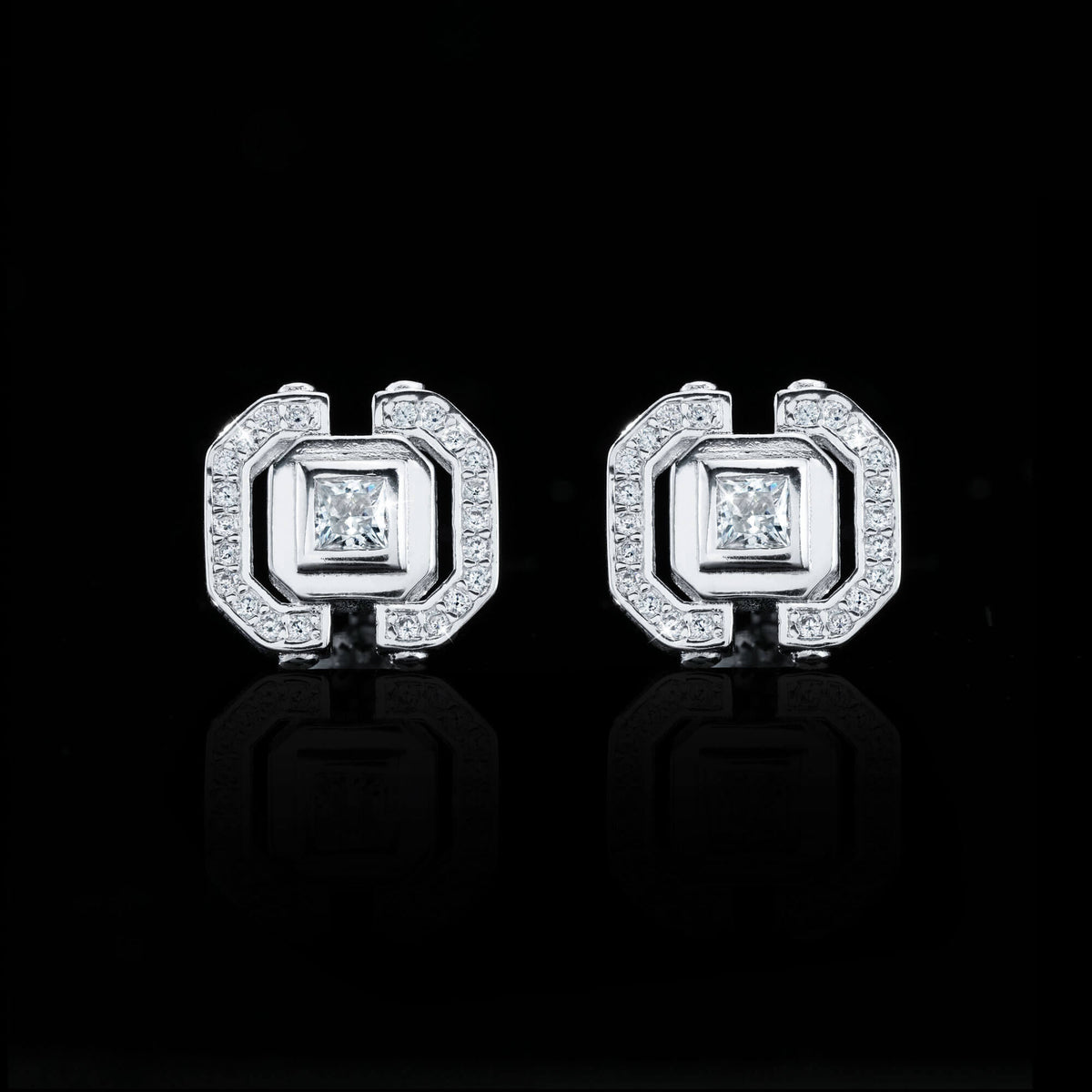 Princess Cut Moissanite Stud Earrings – alternate product view 3