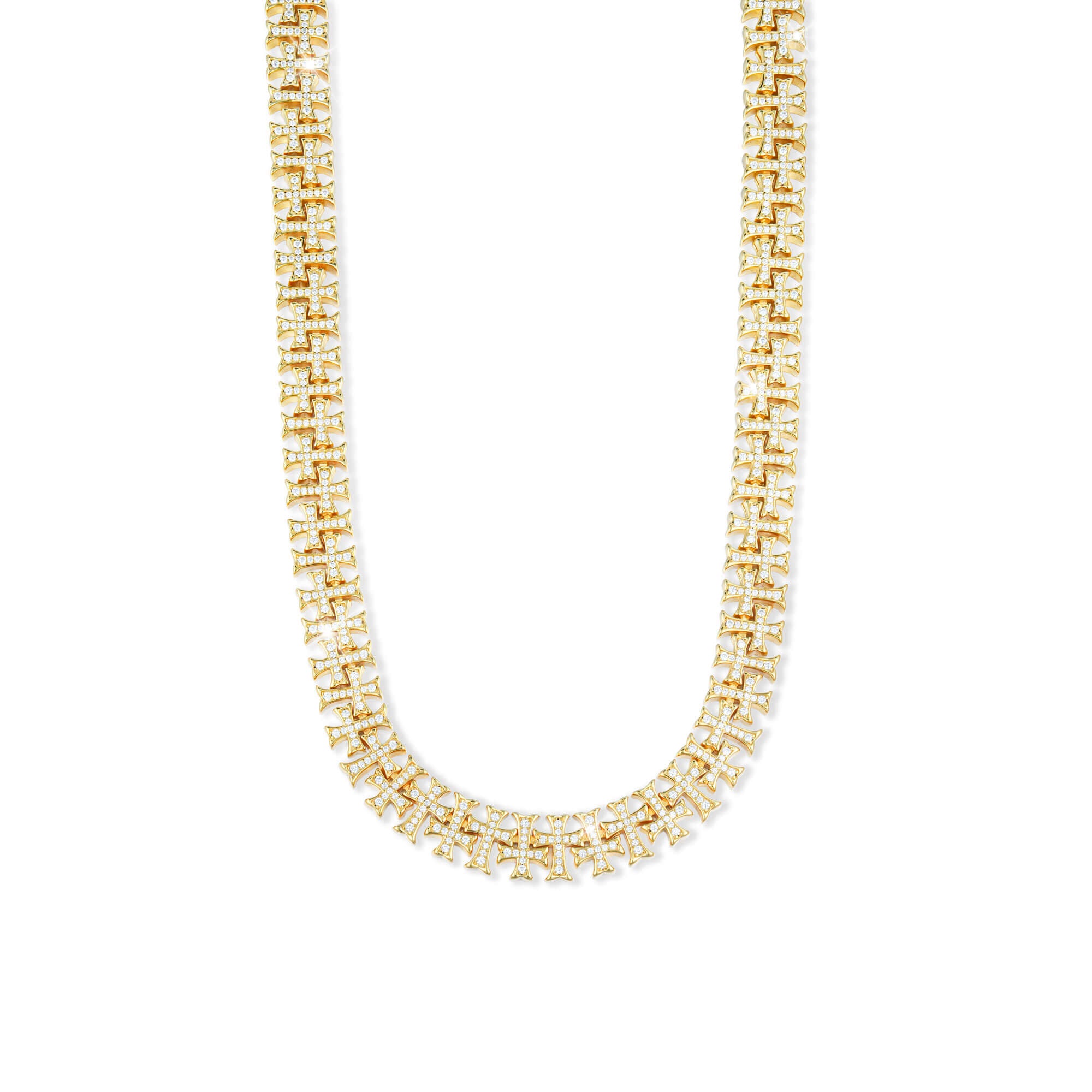 10MM Iced Out Cross VVS Moissanite Cuban Link Chain