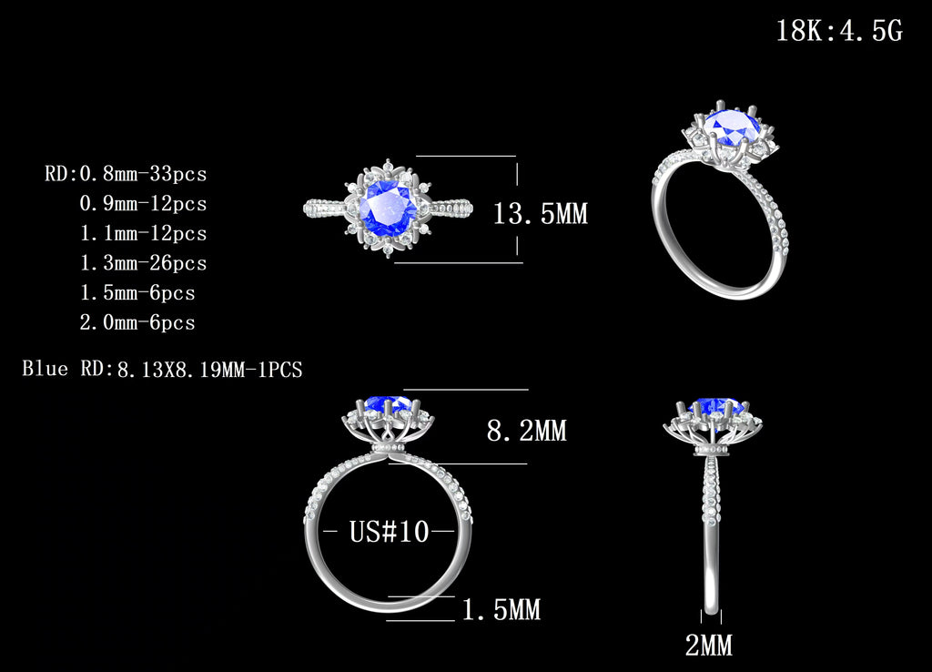 Blue Lab-Grown Diamond Engagement Ring