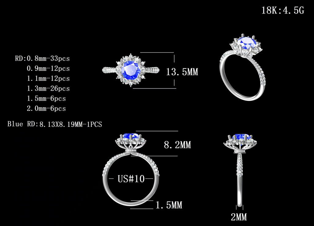 Blue Lab-Grown Diamond Engagement Ring