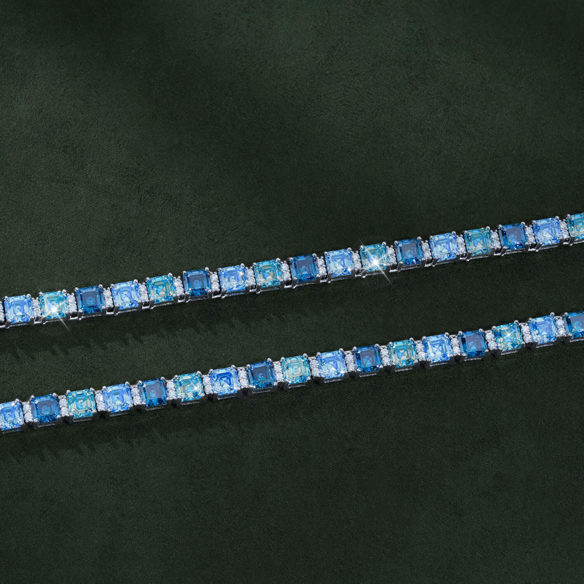 Blue VVS Moissanite Tennis Chain