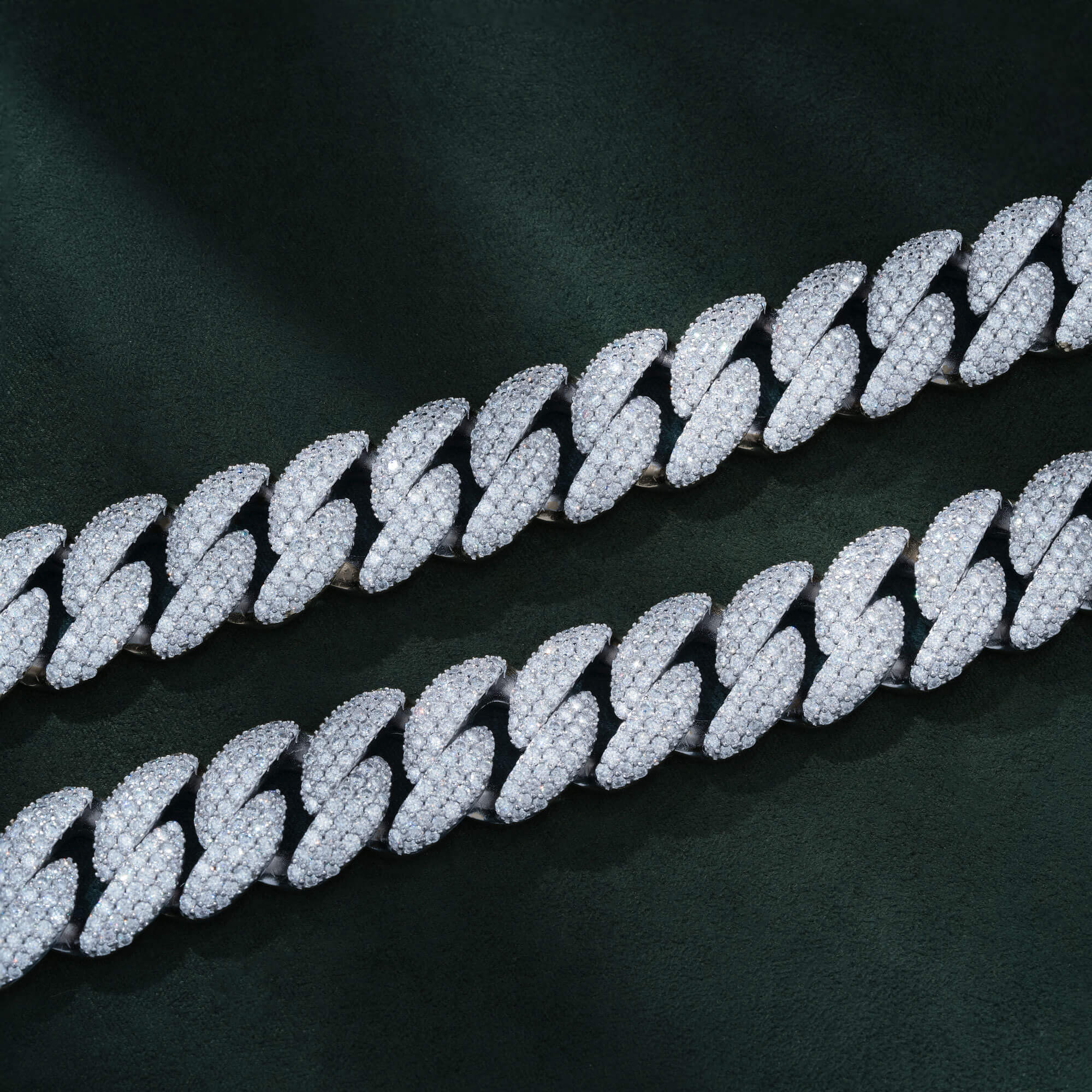 18MM 3 Row Moissanite Cuban Link Chain Iced Out Full Pavé Hip Hop Necklace