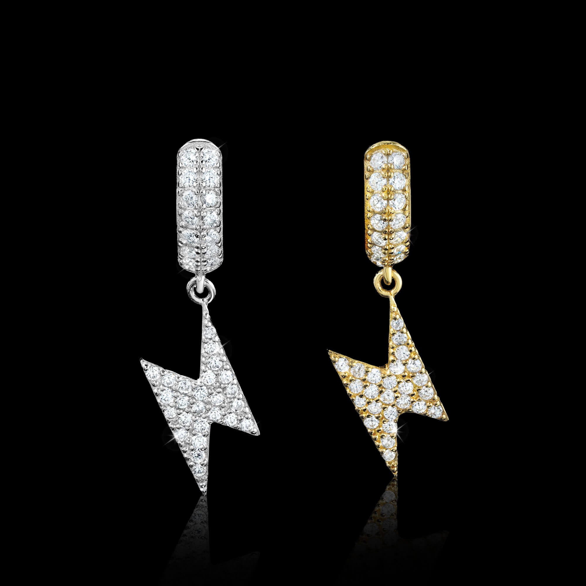 Lightning Bolt Moissanite Huggie Earrings – alternate product view 3