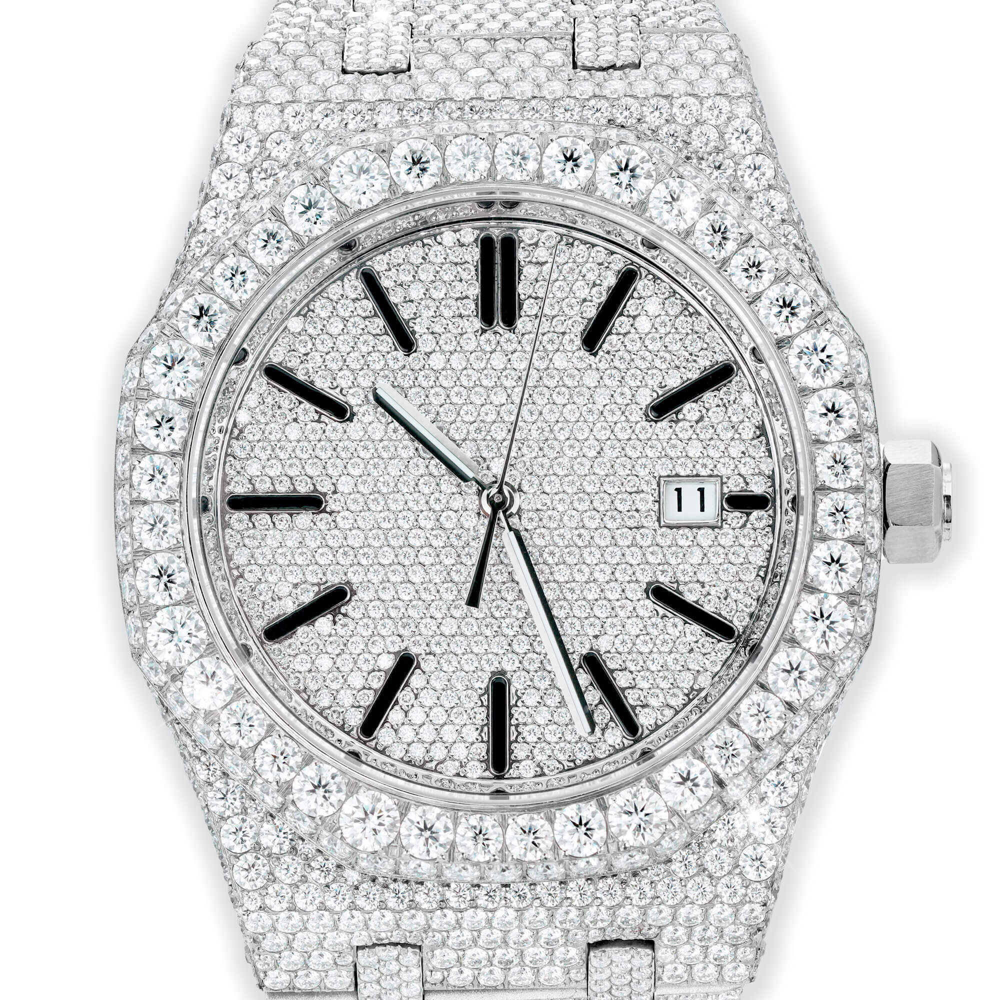 Full Pavé VVS Moissanite Watch | 41MM | White-Tone Finish – alternate product view 3