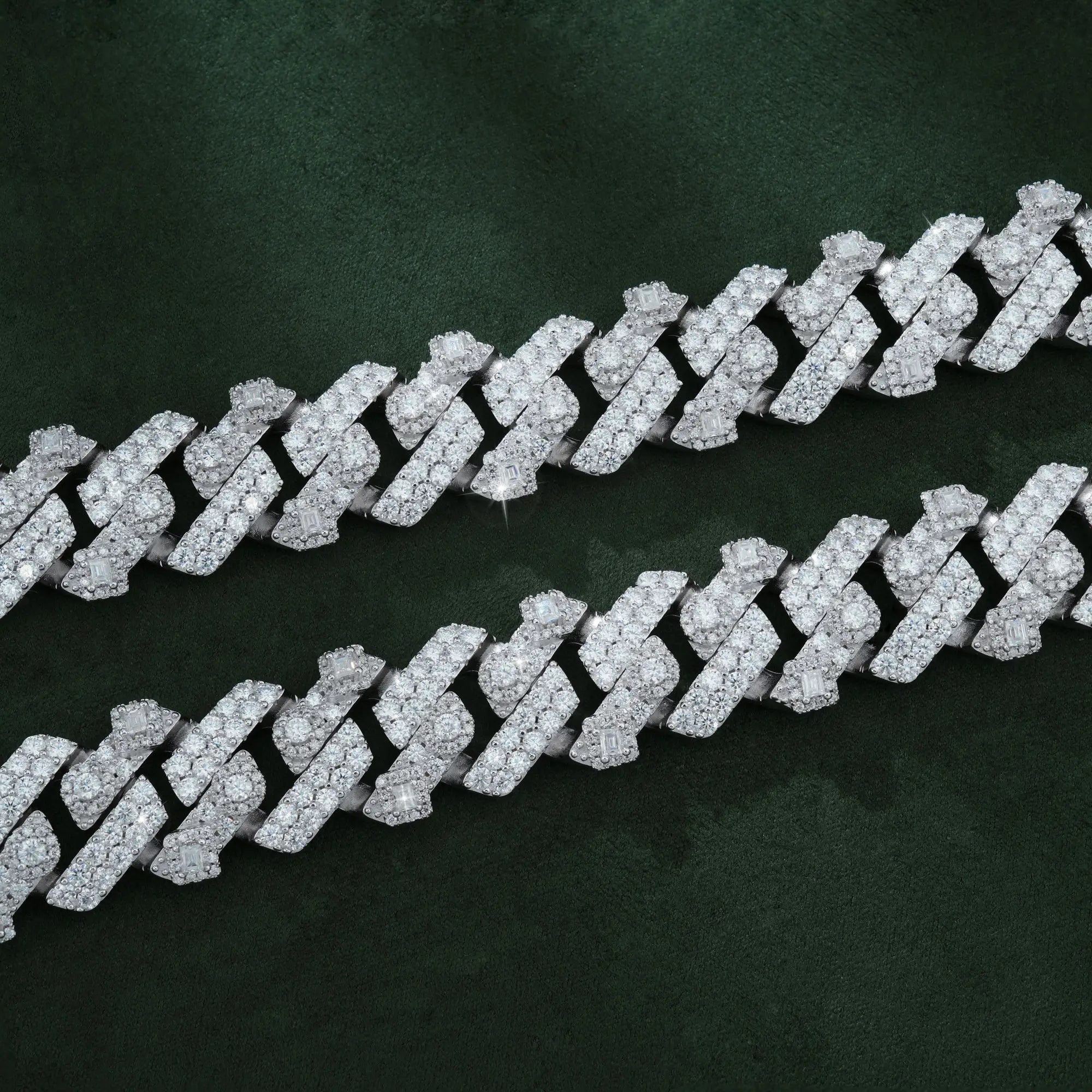 18MM Two-Row Moissanite Cuban Link Chain – VVS Iced Out – alternate product view 2