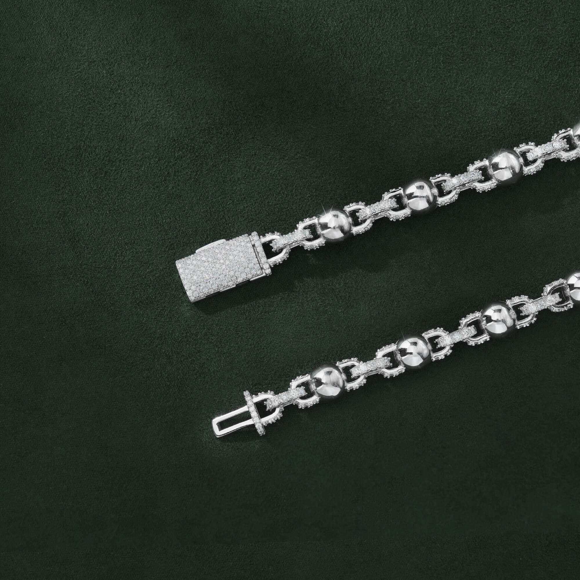 8MM Polished Bead & Iced Link VVS Moissanite Bracelet – alternate product view 3