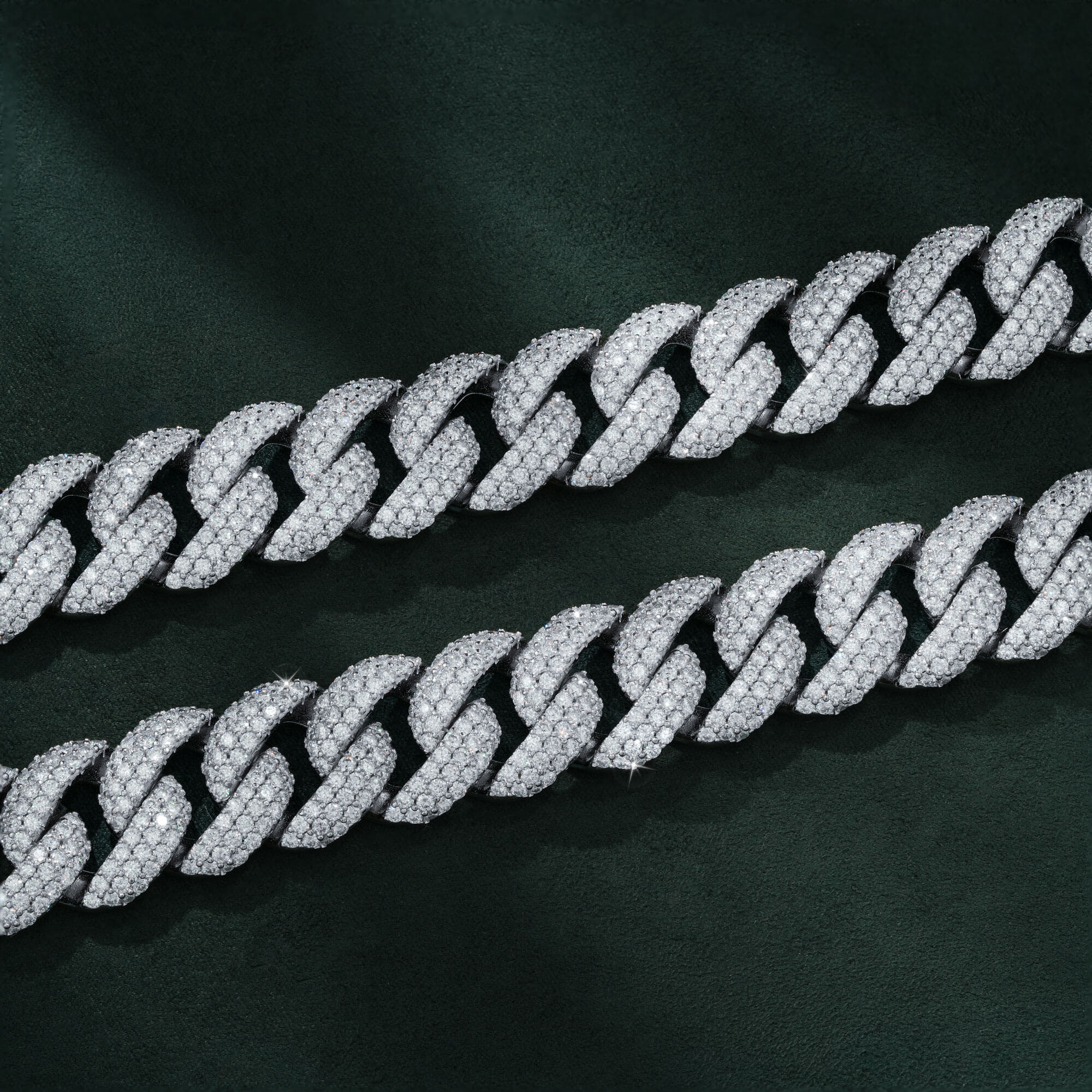 18MM 3 Row Moissanite Curved Cuban Link Chain Iced Out Heavy Full Pavé Necklace – alternate product view 4