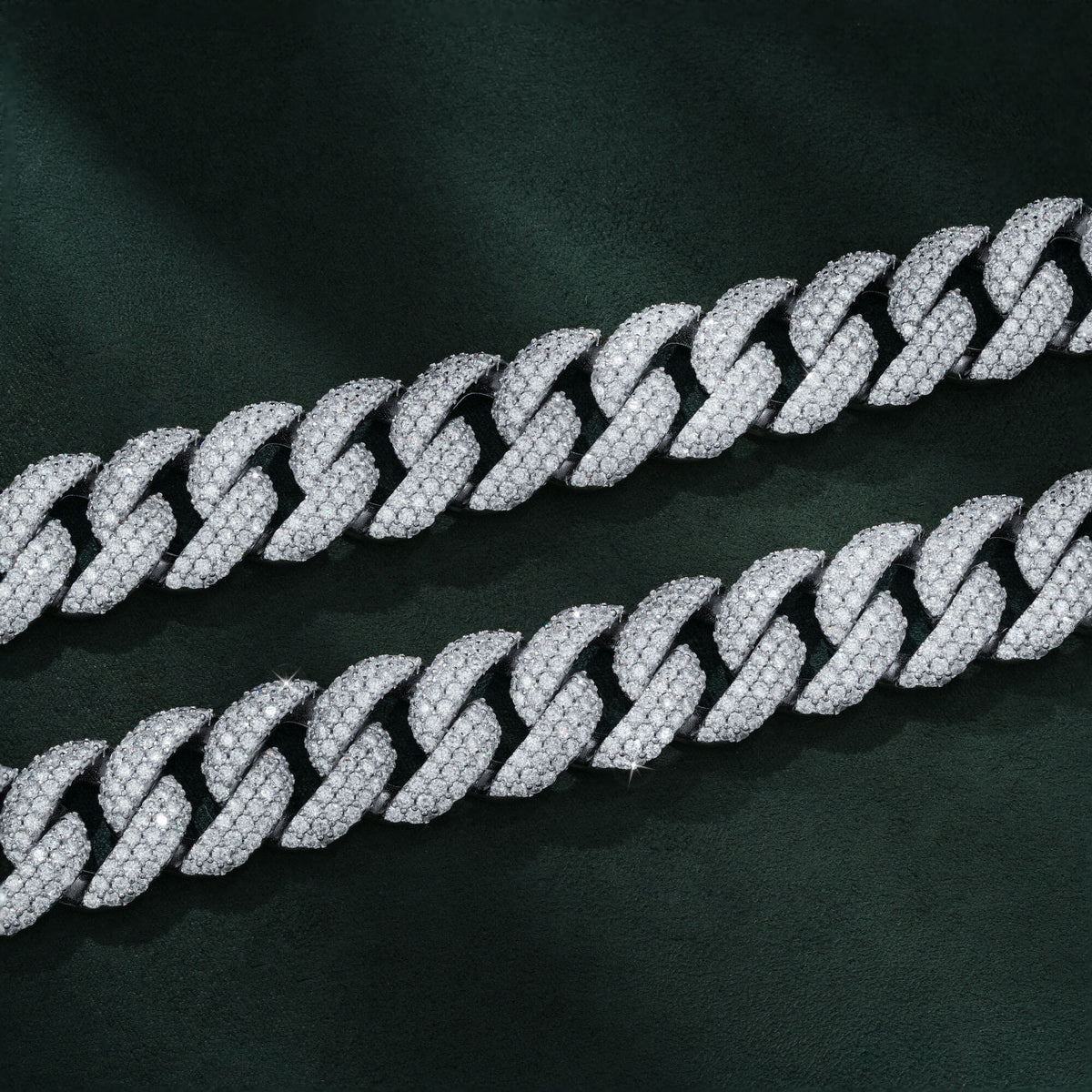 18MM 3 Row Moissanite Curved Cuban Link Chain Iced Out Heavy Full Pavé Necklace – alternate product view 4