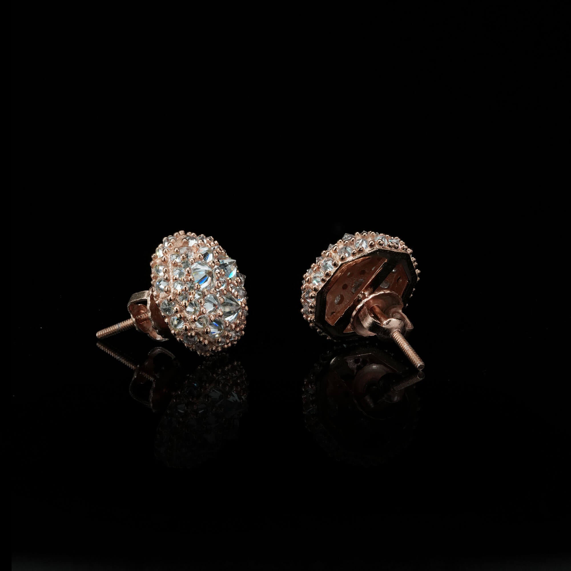 12MM Nine-Sided Cluster VVS Moissanite Stud Earrings – alternate product view 5