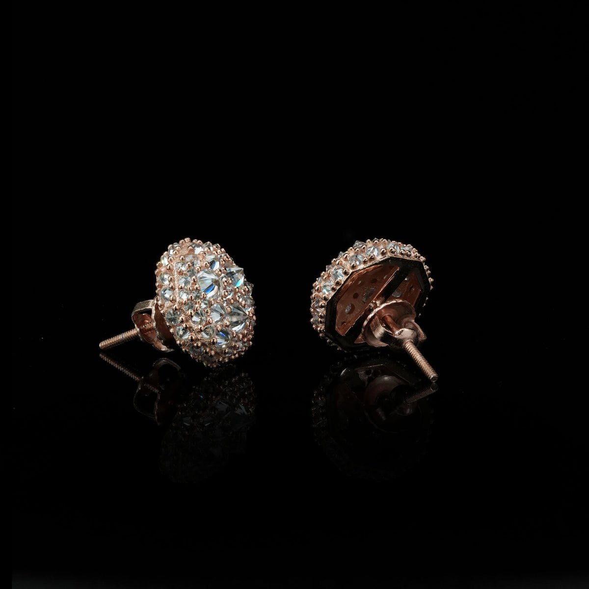 12MM Nine-Sided Cluster VVS Moissanite Stud Earrings – alternate product view 5