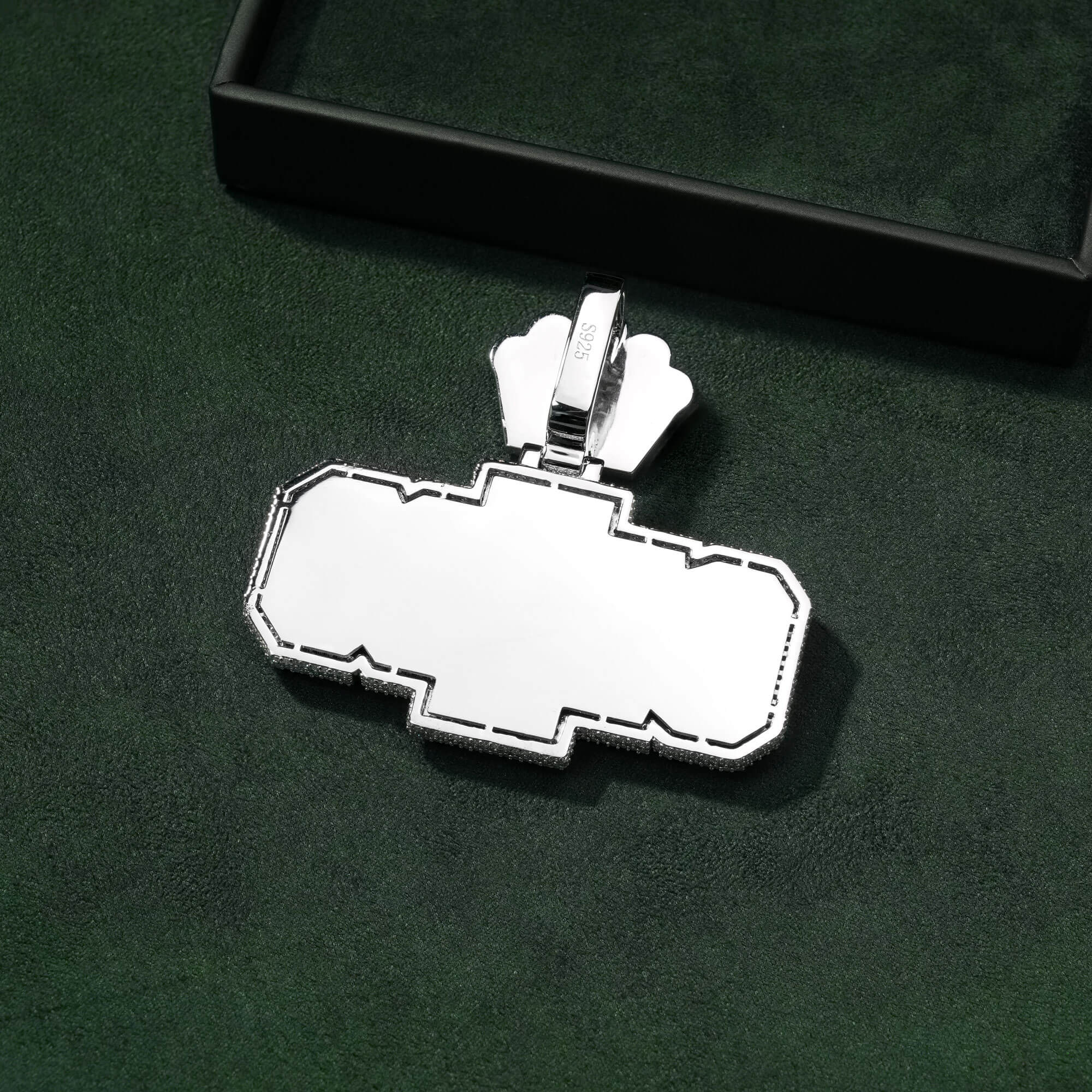 Iced GHISO Letter Pendant Baguette & Round Moissanite Fully Flooded Statement Piece – alternate product view 4