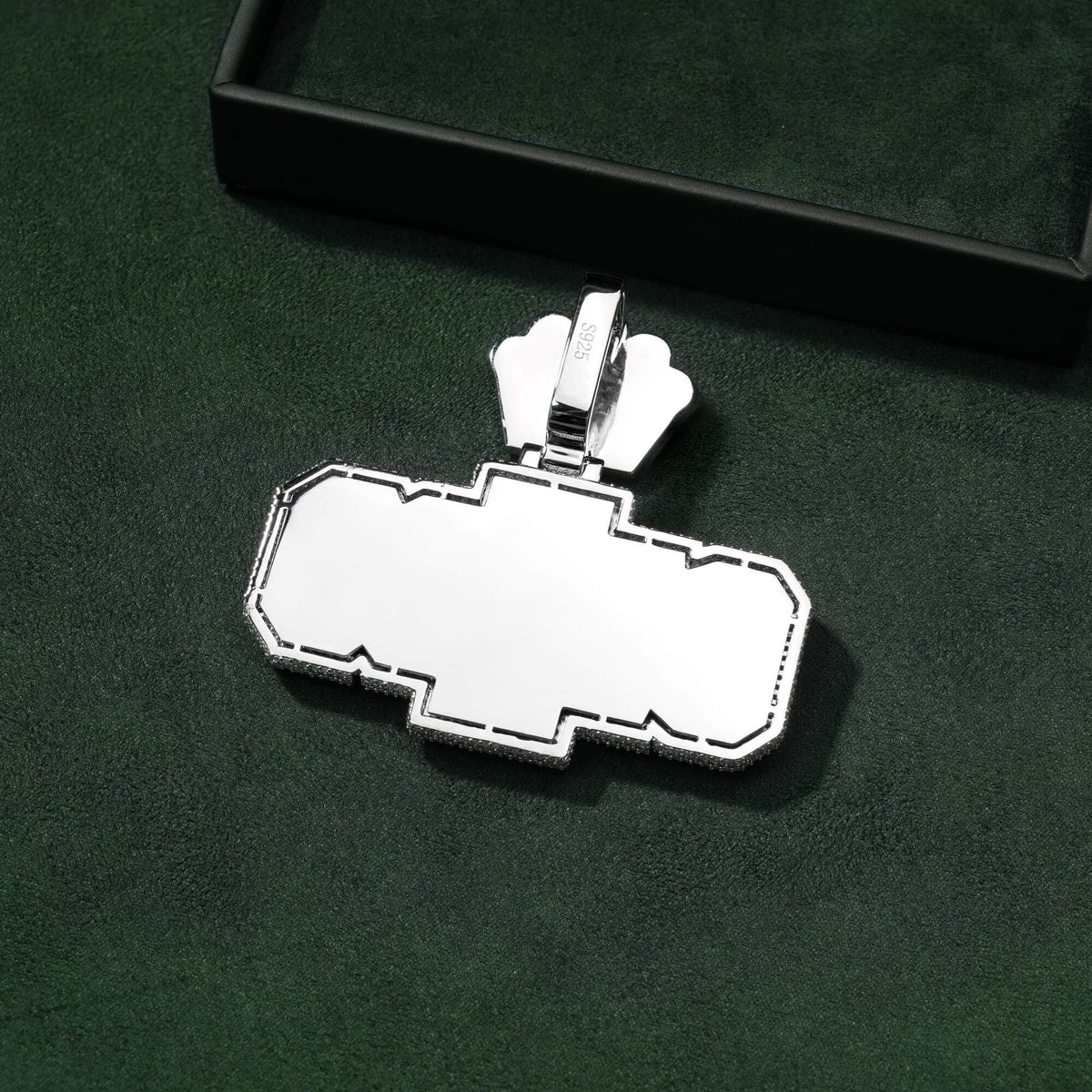 Iced GHISO Letter Pendant Baguette & Round Moissanite Fully Flooded Statement Piece – alternate product view 4