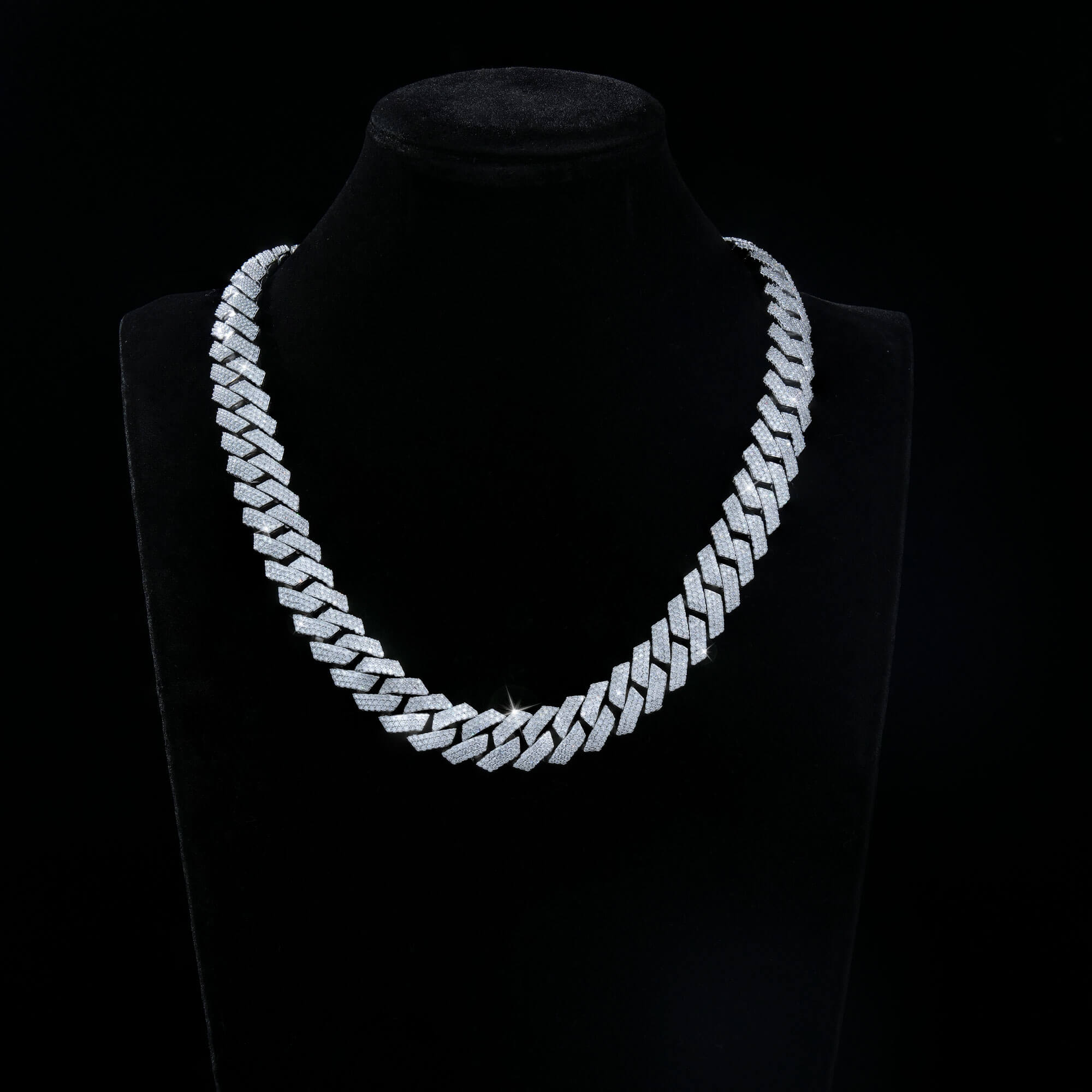 16MM 3 Row Moissanite Cuban Link Chain Iced Out Heavy Full Pavé Necklace – alternate product view 5