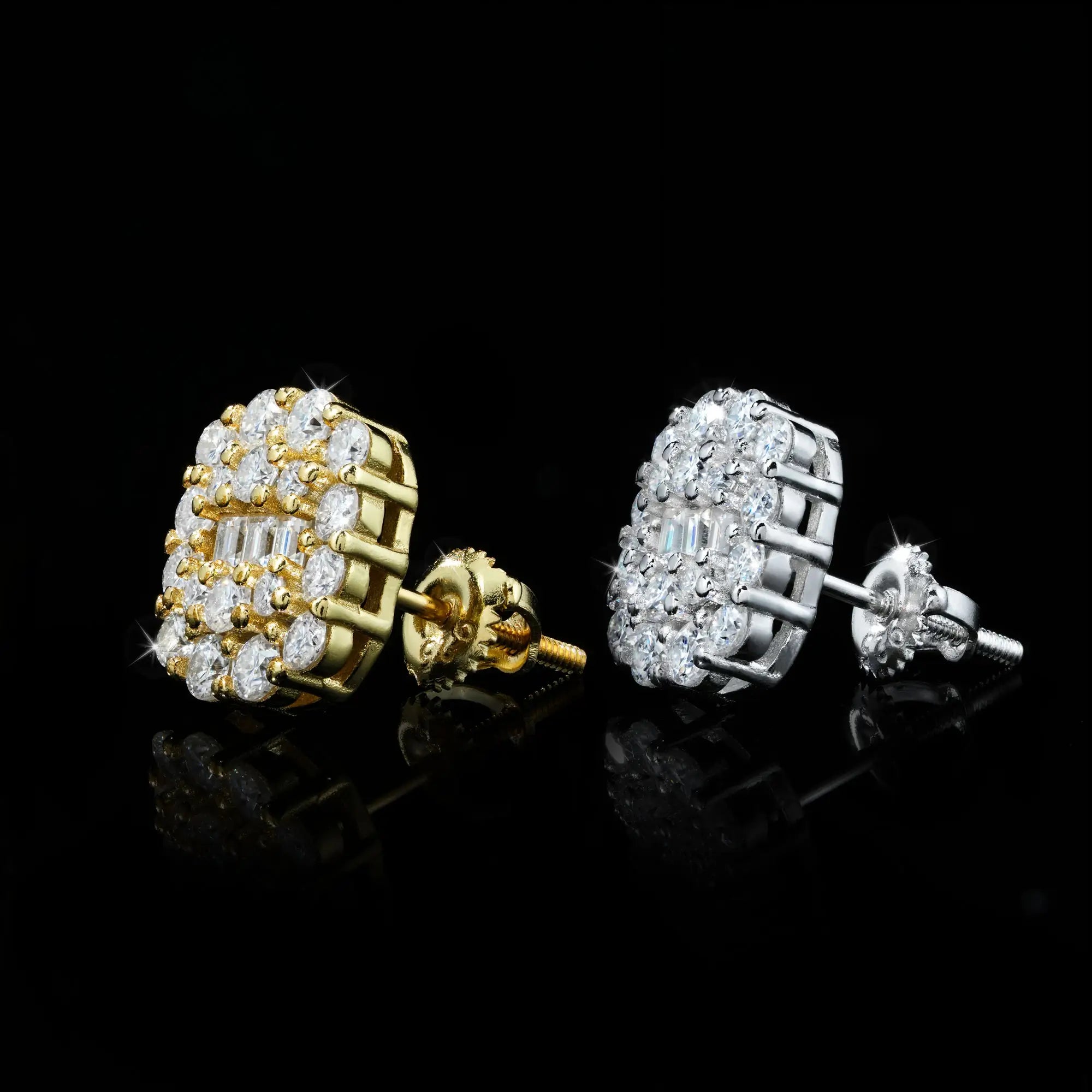 Baguette & Round Cluster Stud Earrings – alternate product view 5