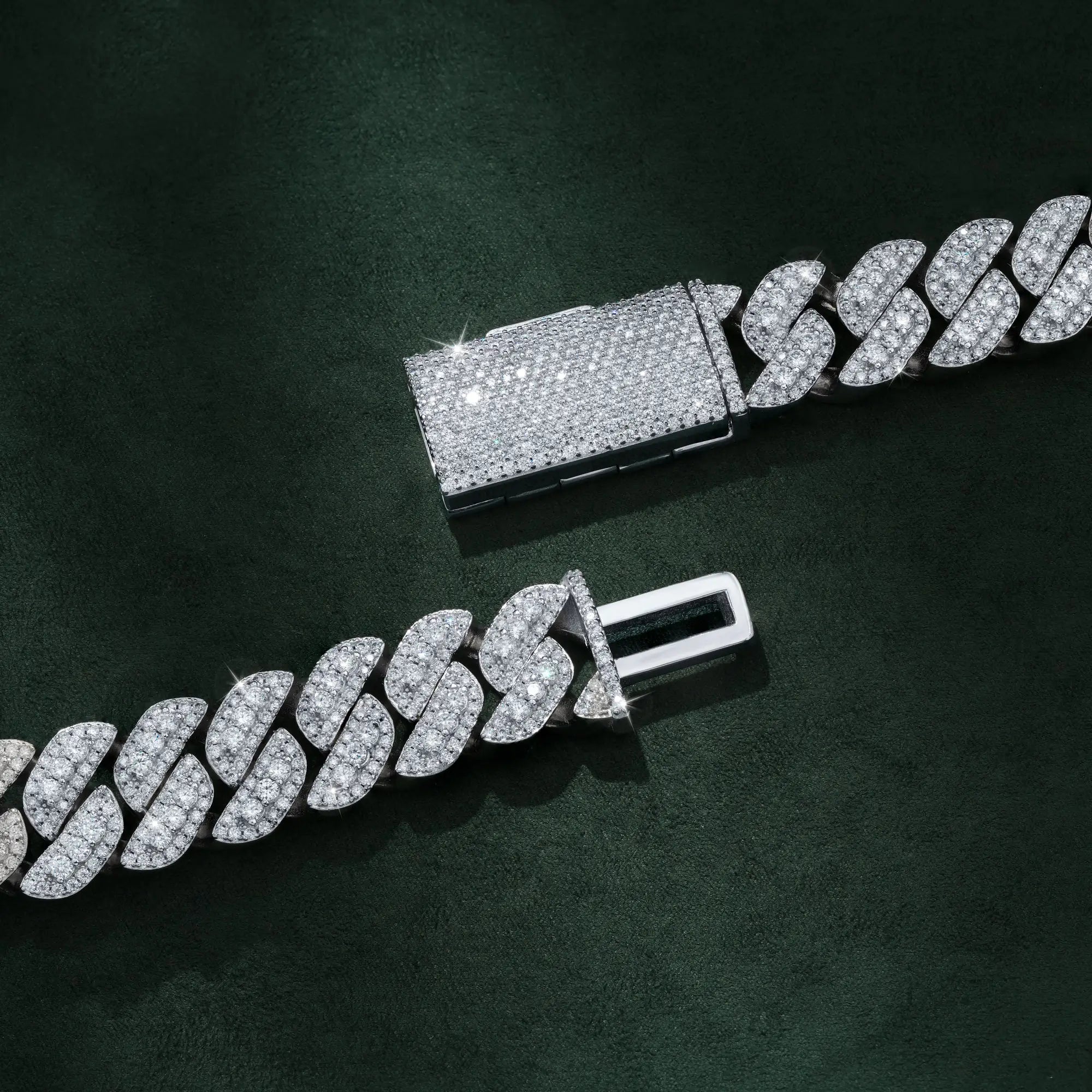 18MM 3 Row Moissanite Cuban Link Chain Mixed Size Pavé Iced Out Heavy Shine Necklace – alternate product view 4
