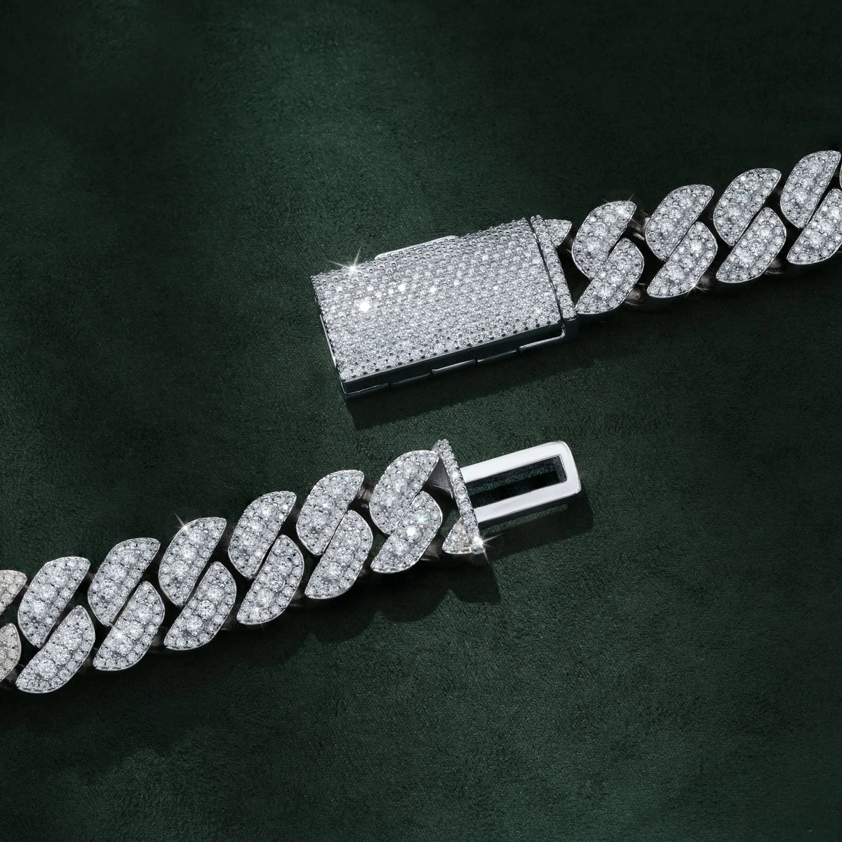 18MM 3 Row Moissanite Cuban Link Chain Mixed Size Pavé Iced Out Heavy Shine Necklace – alternate product view 4