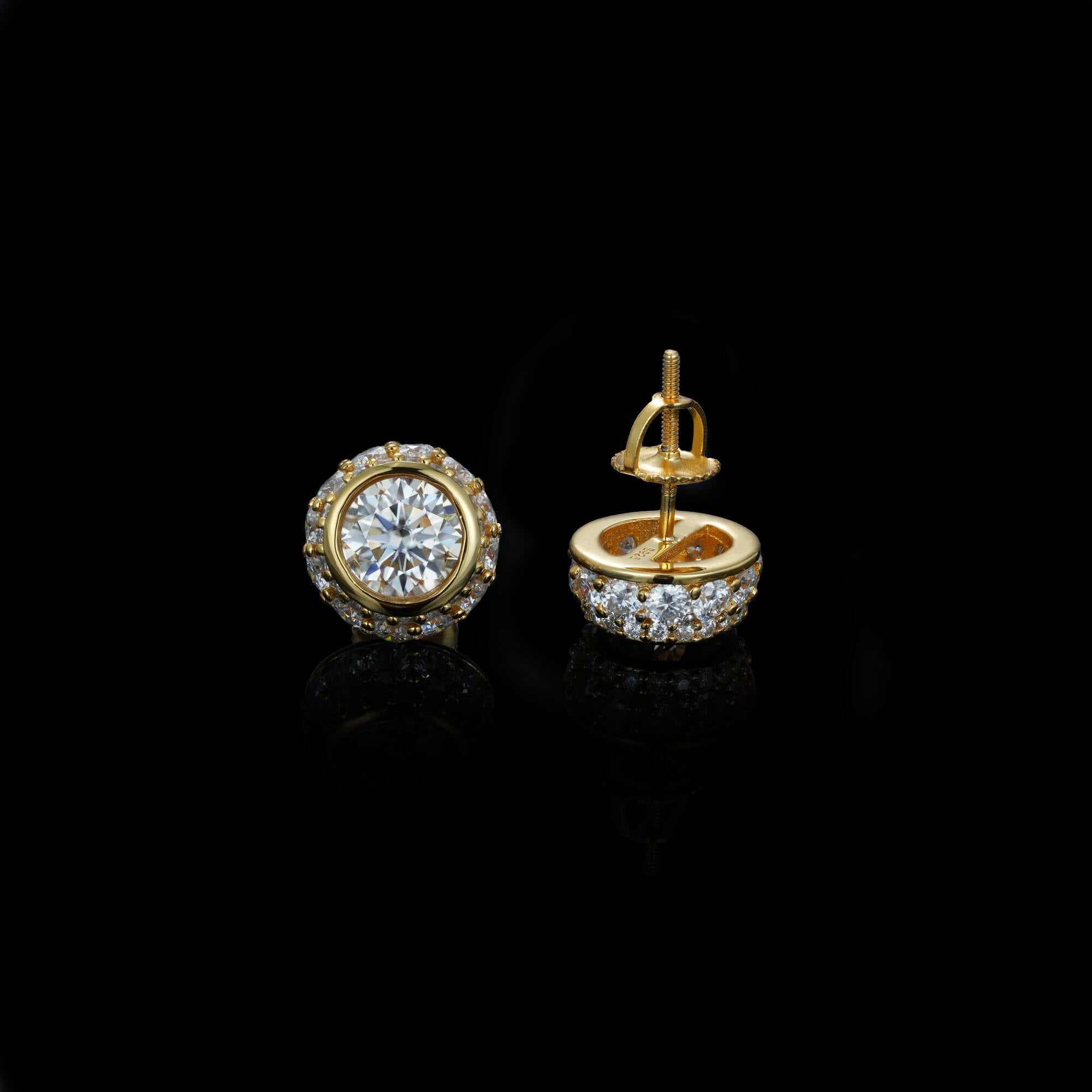 11MM Bezel-Set Round Center VVS Moissanite Stud Earrings – alternate product view 2