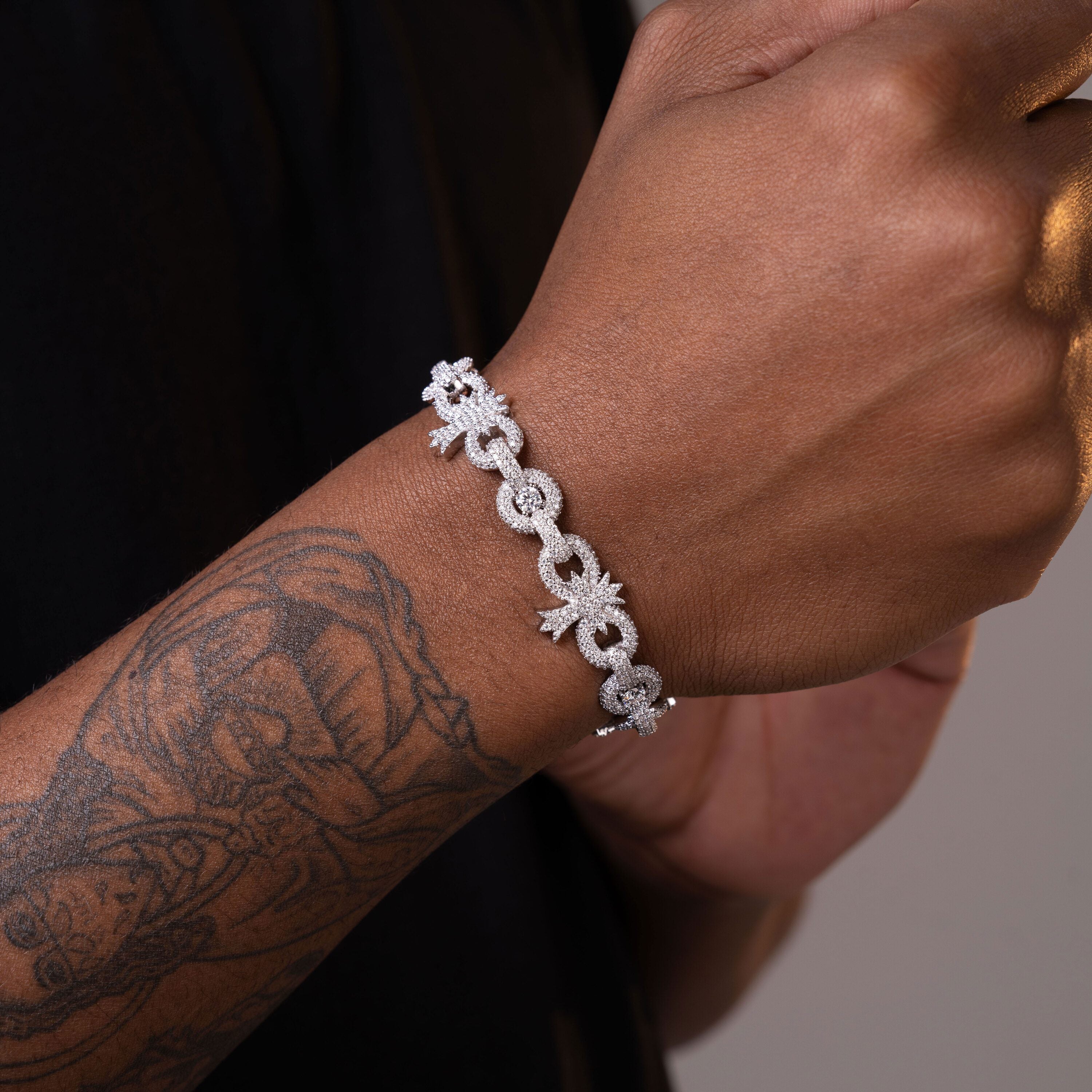 10MM Iced Out Moissanite Cross Cuban Link Bracelet – alternate product view 2