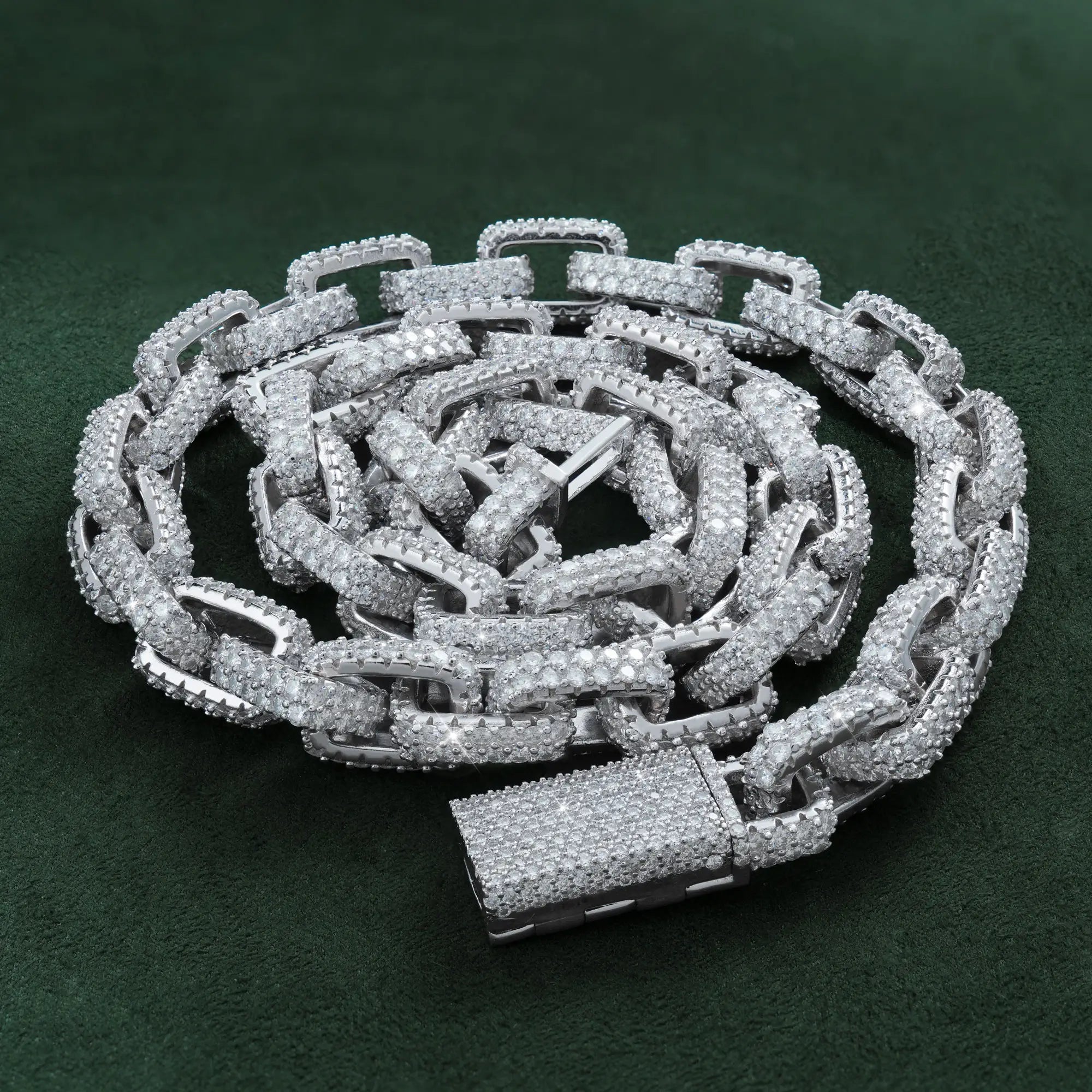 10MM Moissanite Box Link Chain – Iced Out VVS