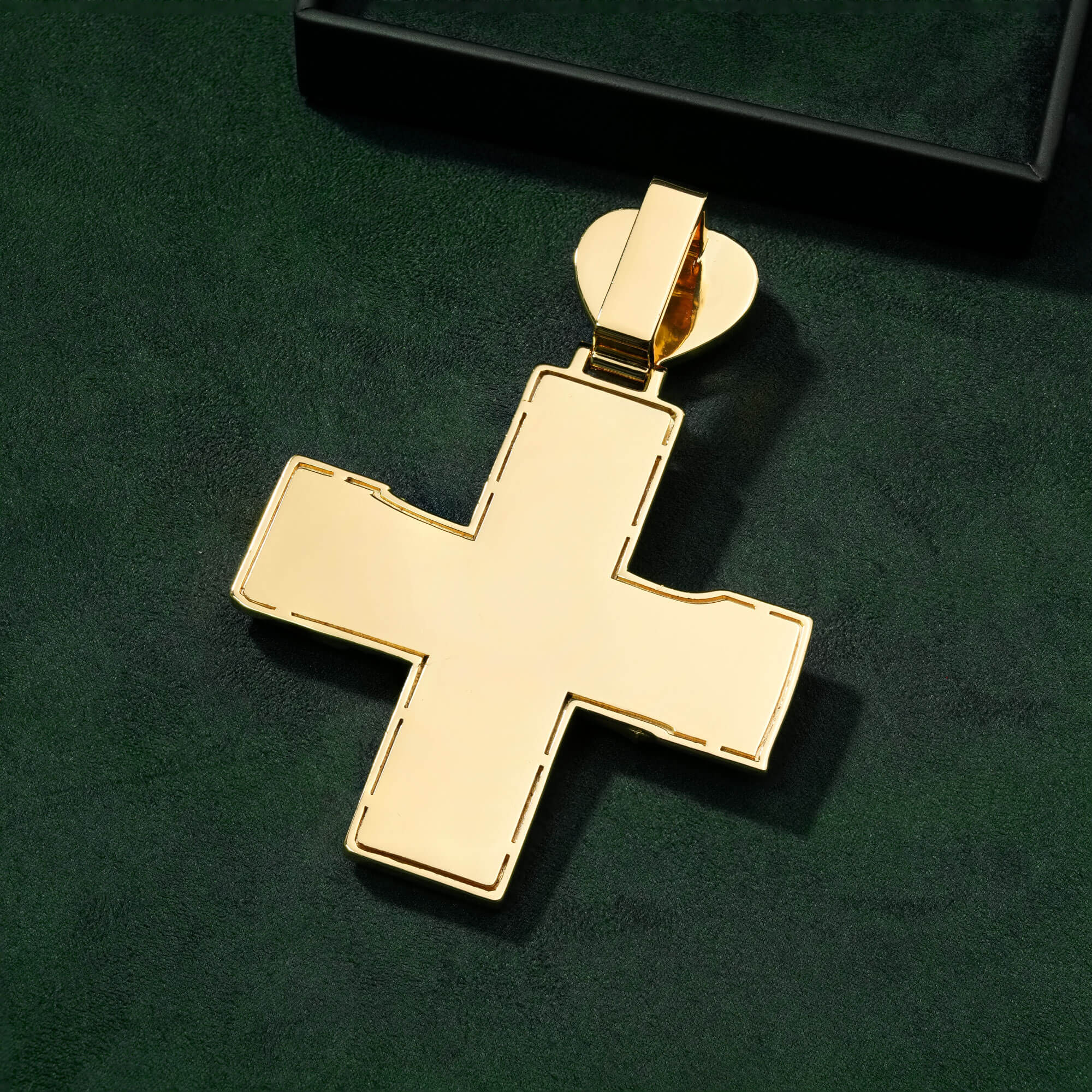 Custom Letter Cross Pendant Fully Iced Moissanite with Heart Bail – alternate product view 4