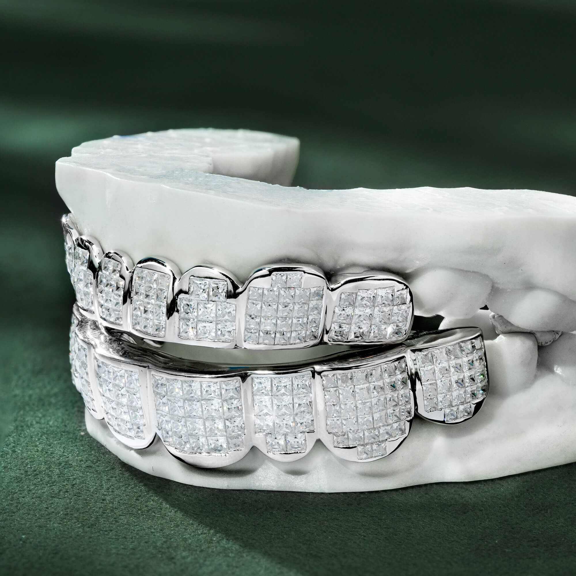 10 on 10 VVS Moissanite Princess Cut Diamond Grillz
