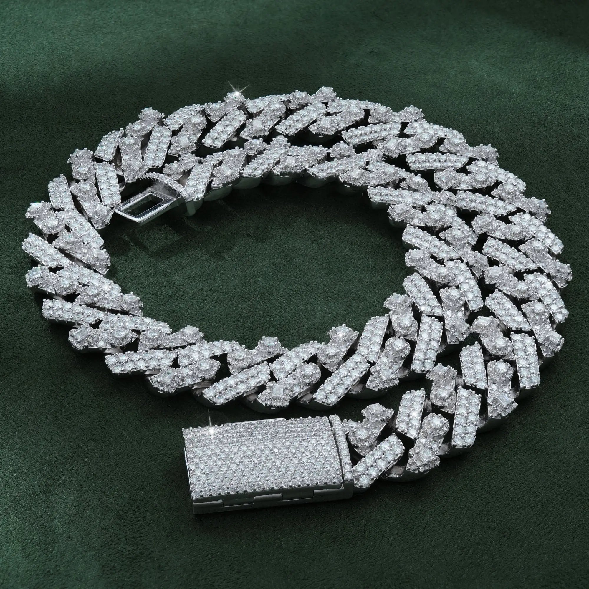 18MM Two-Row Moissanite Cuban Link Chain – VVS Iced Out – alternate product view 4
