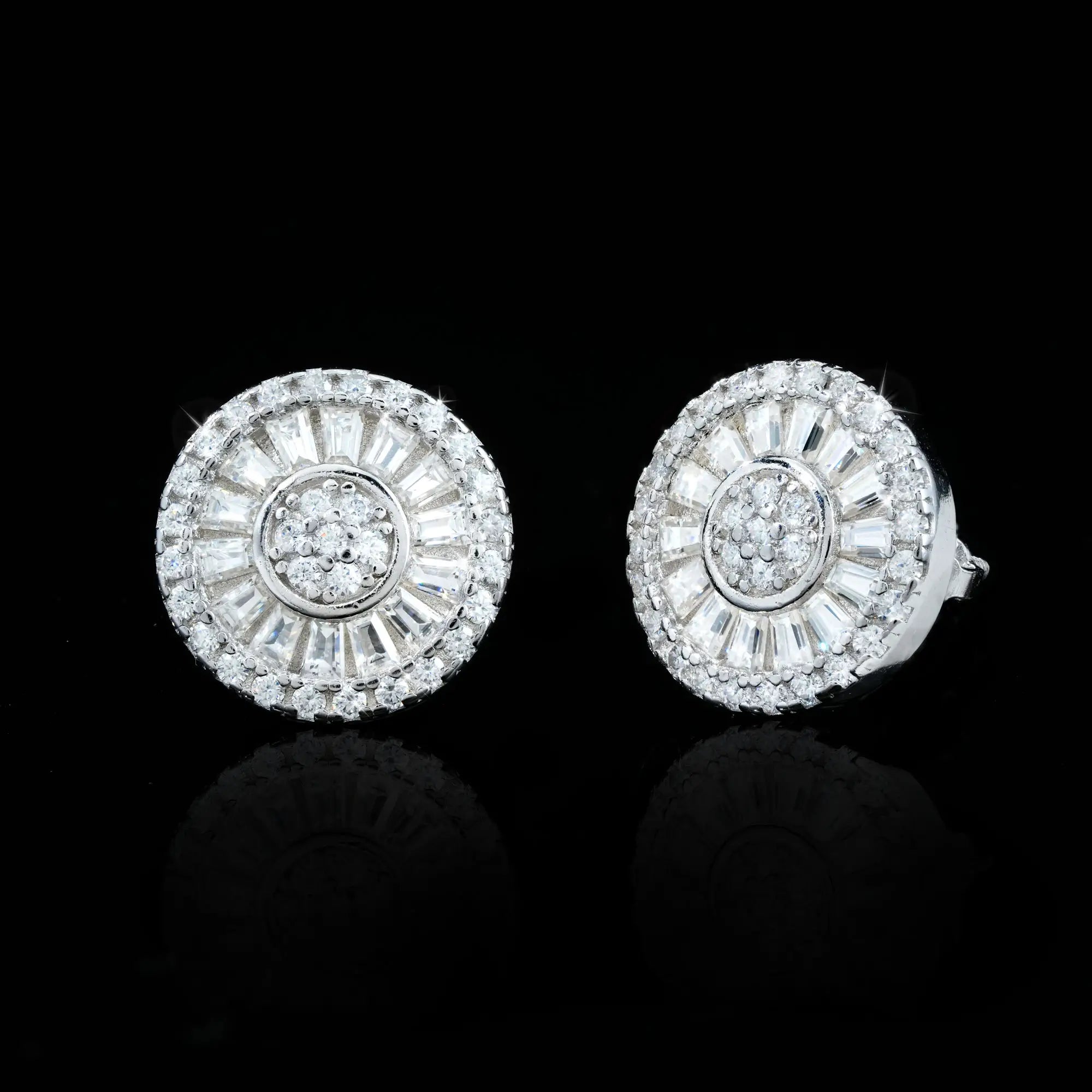 Baguette Sunburst Moissanite Stud Earrings – alternate product view 3