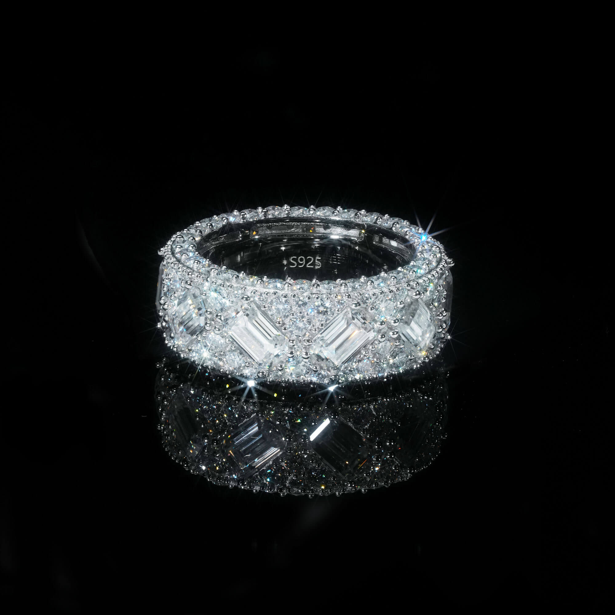 Custom 14K Gold Iced Out Emerald Cut VVS Moissanite Ring