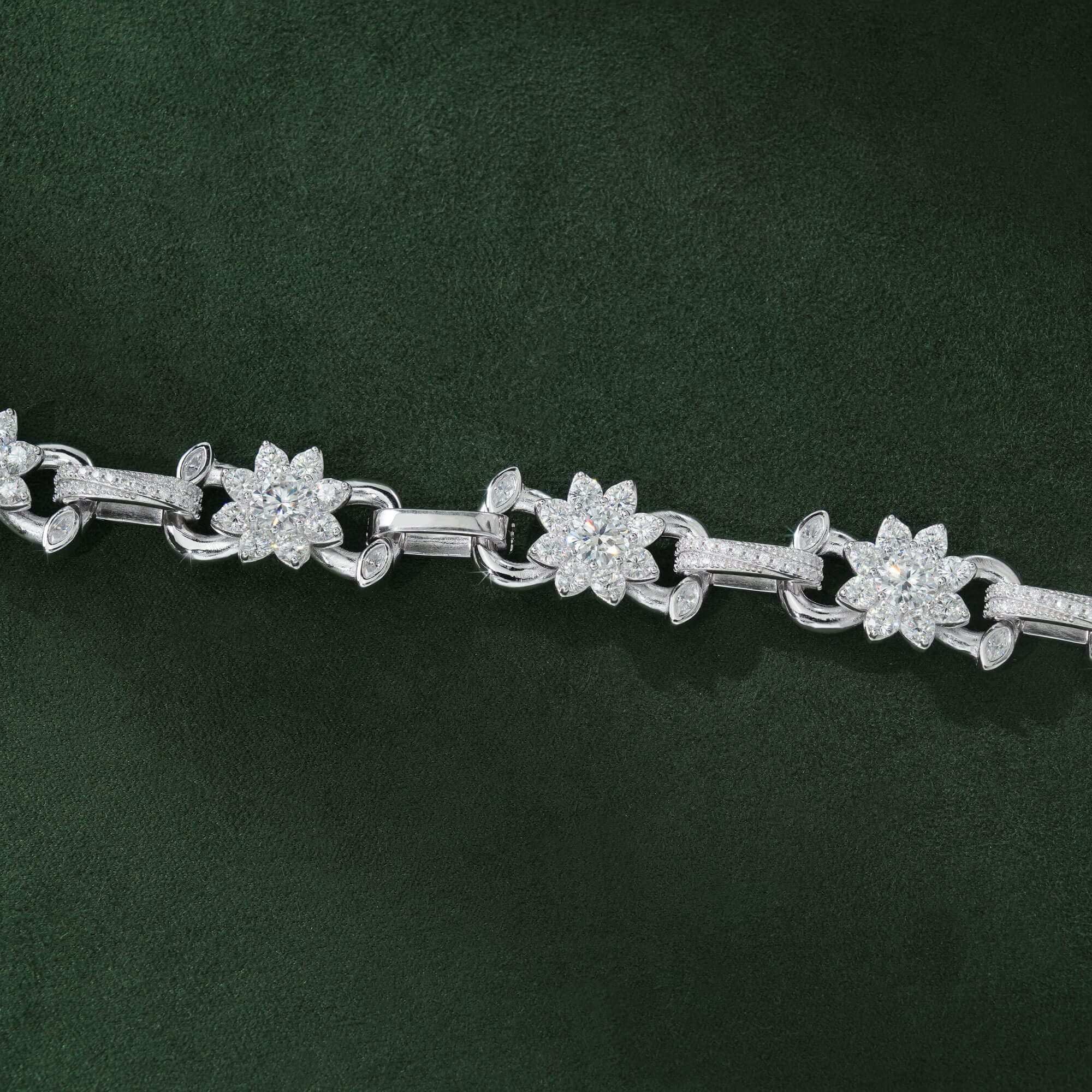 13MM Iced Out Flower Infinity Link VVS Moissanite Cuban Bracelet – alternate product view 2