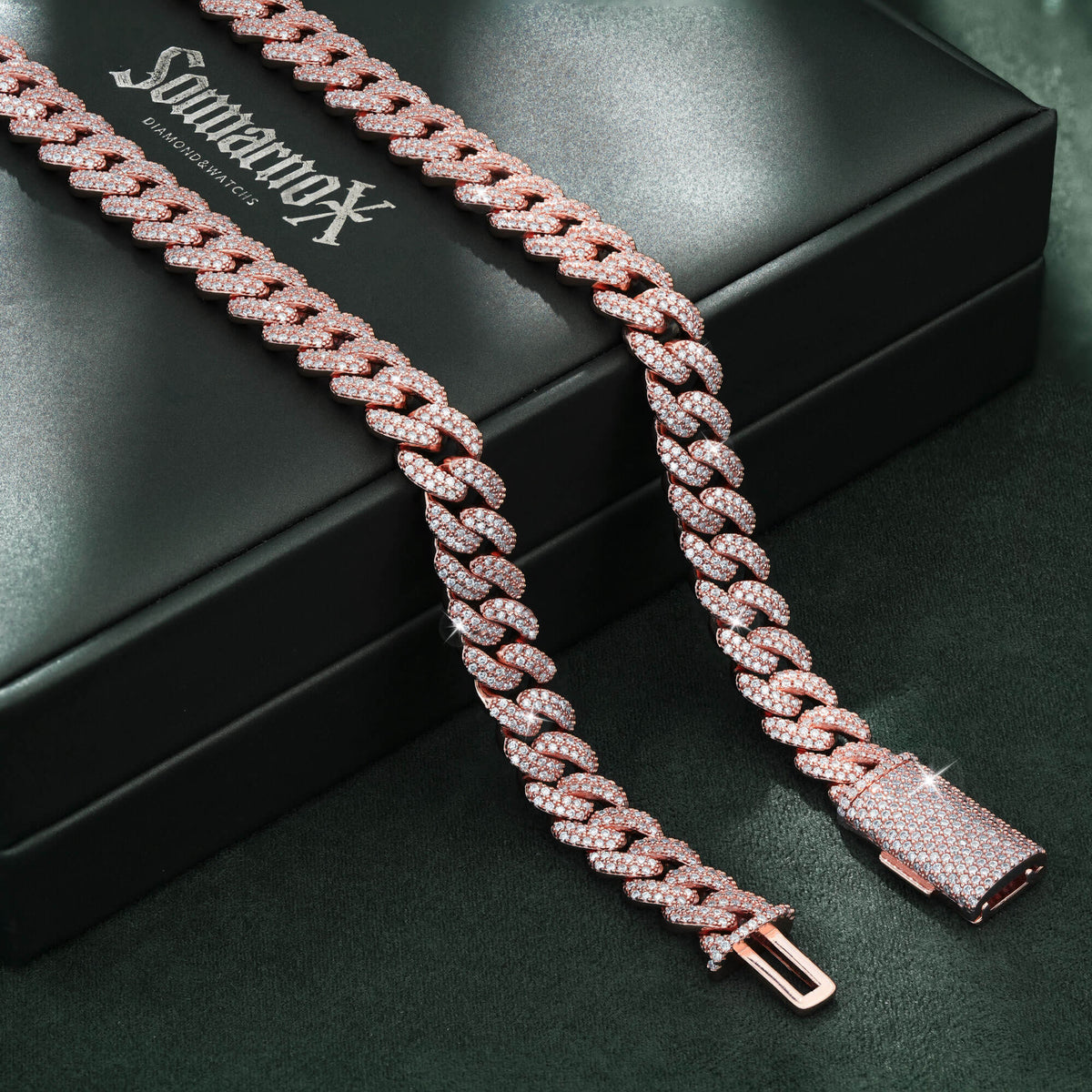 10MM 2 Row Moissanite Cuban Link Chain Iced Out Heavy Full Pavé Necklace – alternate product view 3