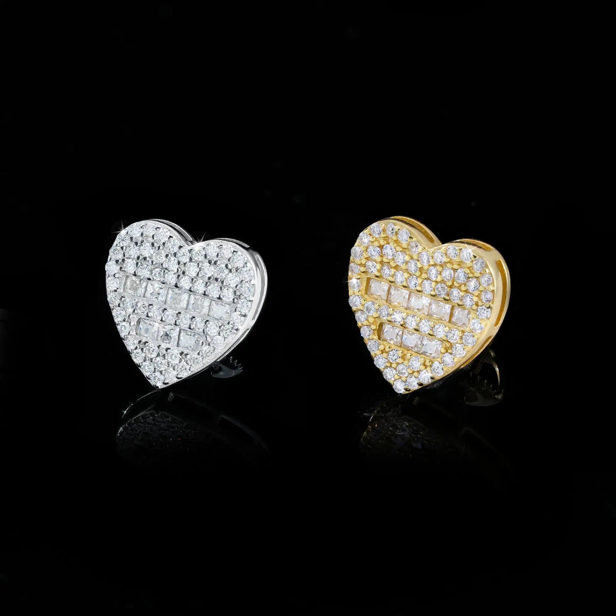Iced Heart Moissanite Stud Earrings – alternate product view 5