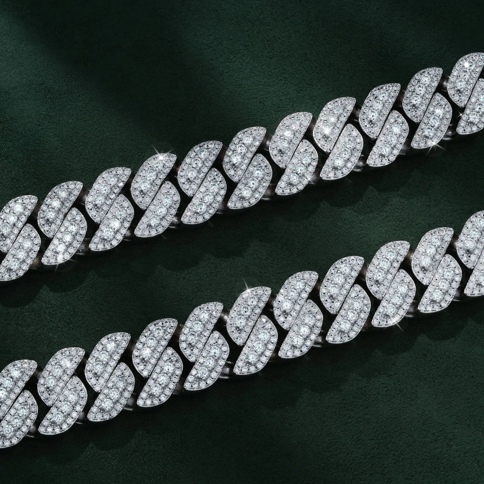 18MM 3 Row Moissanite Cuban Link Chain Mixed Size Pavé Iced Out Heavy Shine Necklace – alternate product view 5
