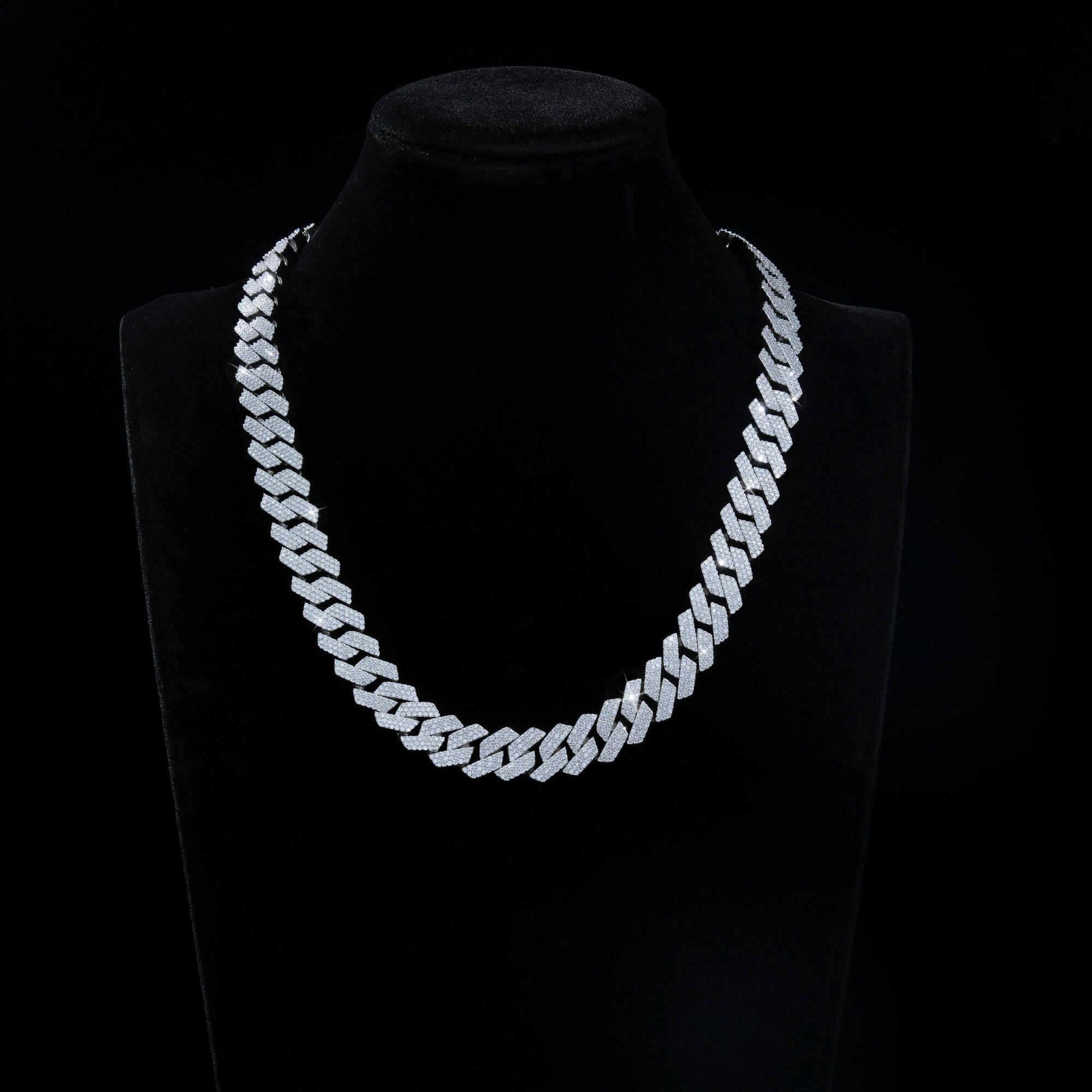 15MM 3 Row Moissanite Cuban Link Chain Iced Out Heavy Full Pavé Necklace – alternate product view 6