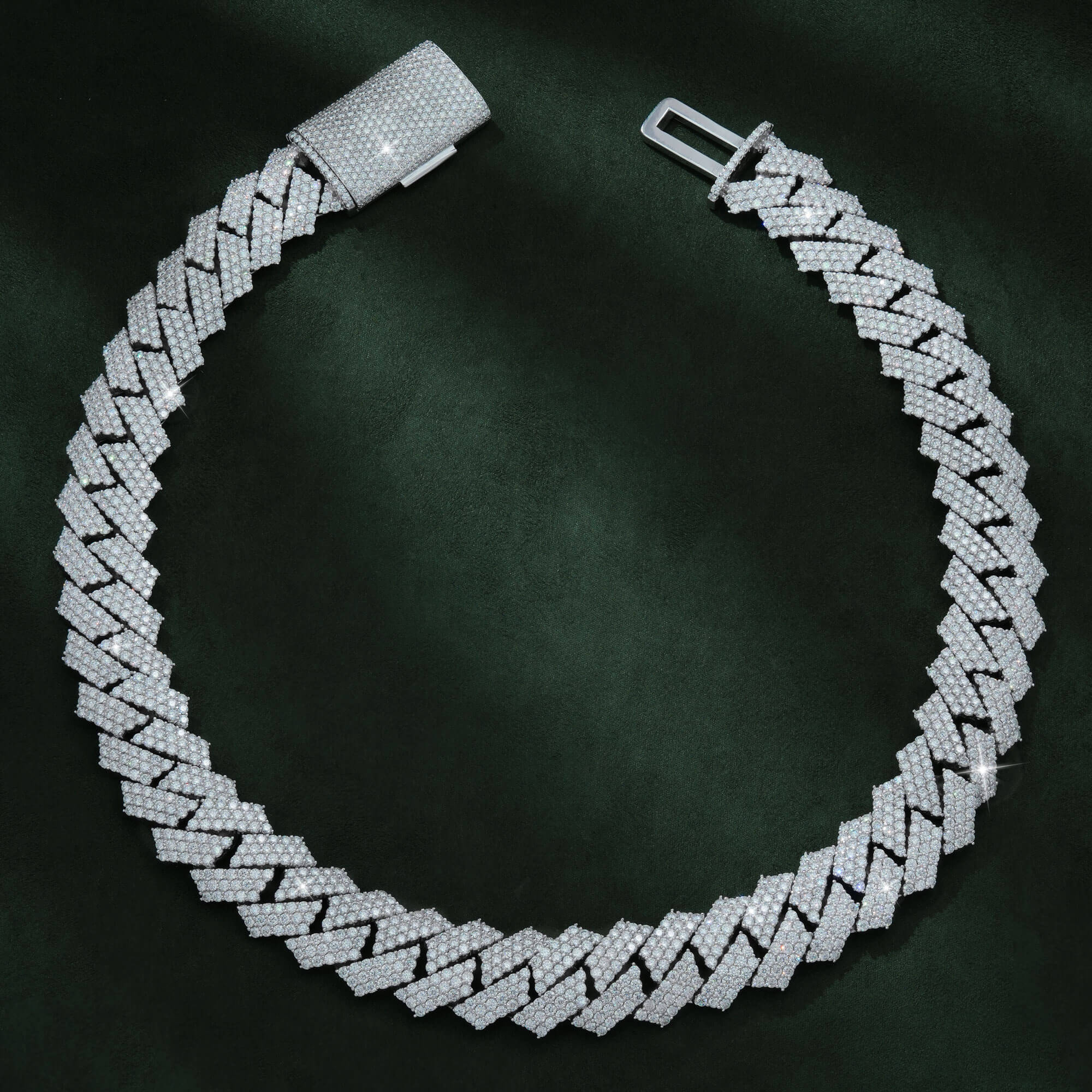 22MM Three-Row Moissanite Cuban Link Chain – Iced Out VVS – alternate product view 5