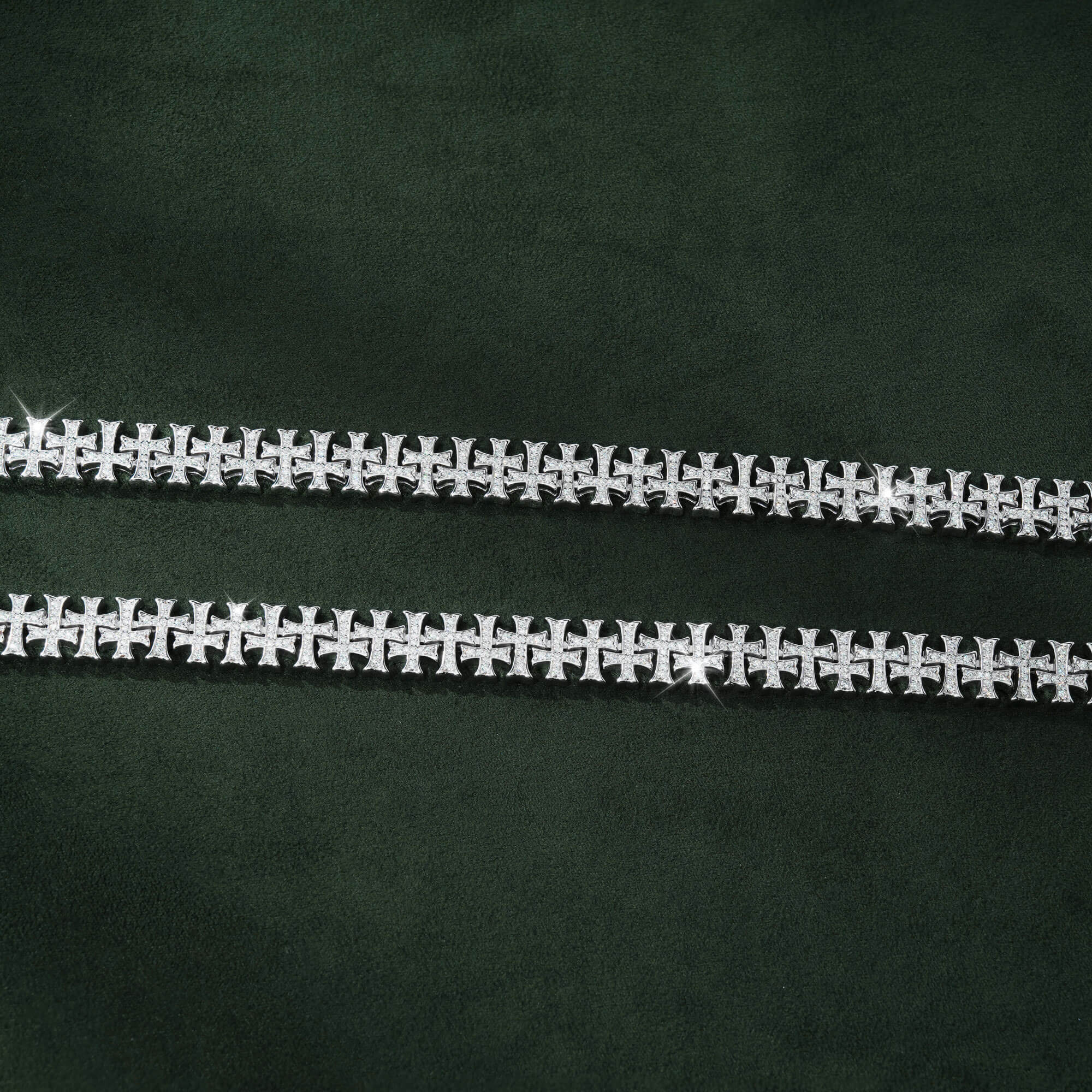 10MM Iced Out Cross VVS Moissanite Cuban Link Chain