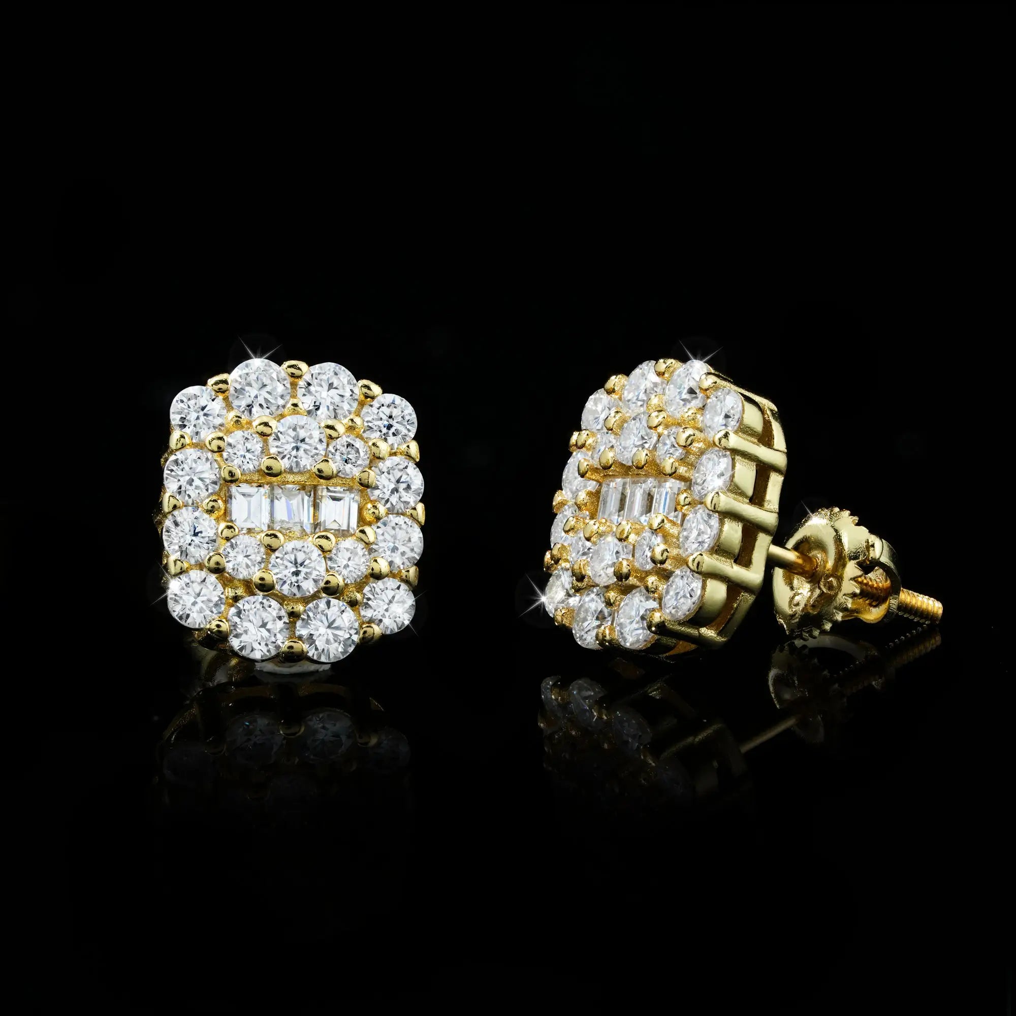 Baguette & Round Cluster Stud Earrings – alternate product view 6