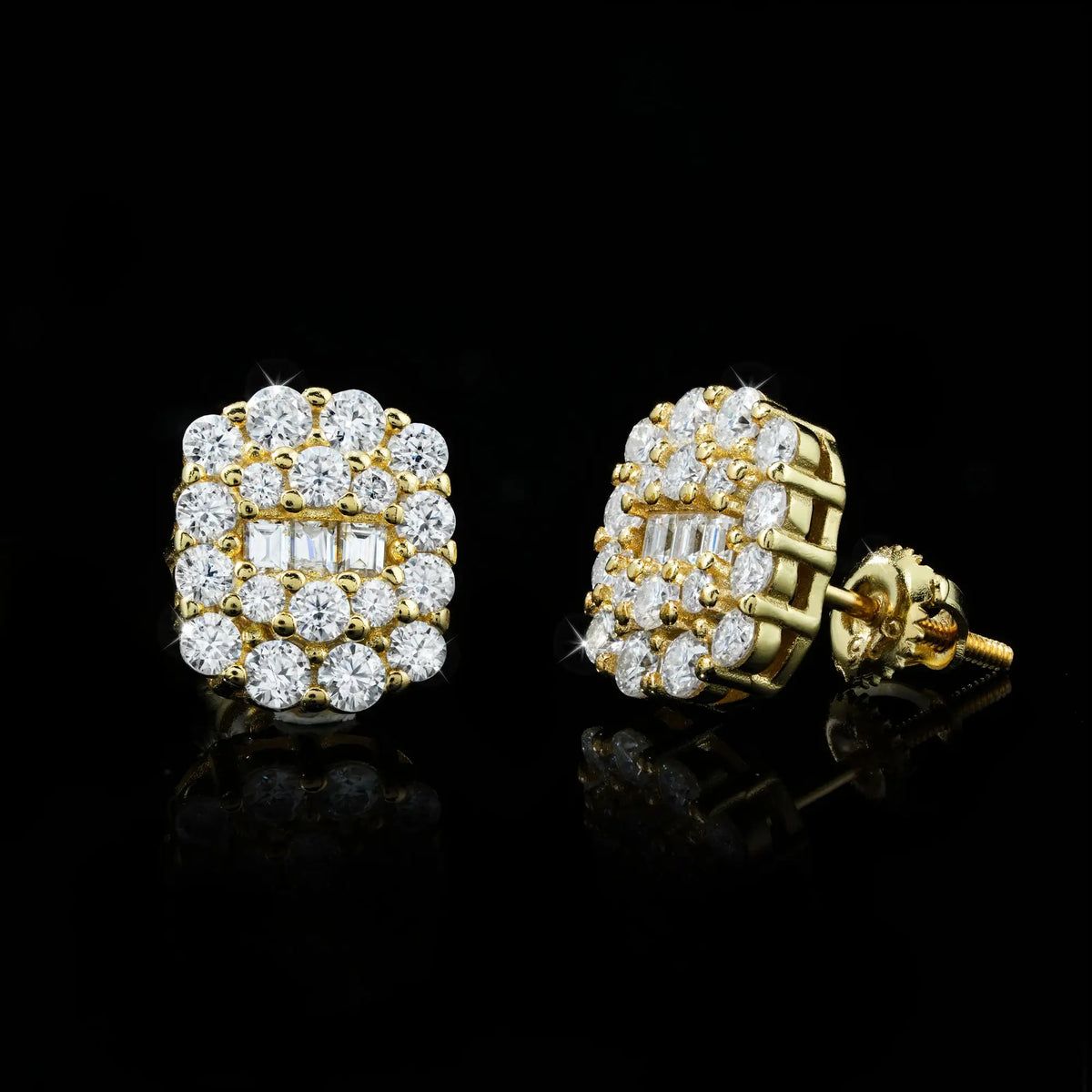 Baguette & Round Cluster Stud Earrings – alternate product view 6