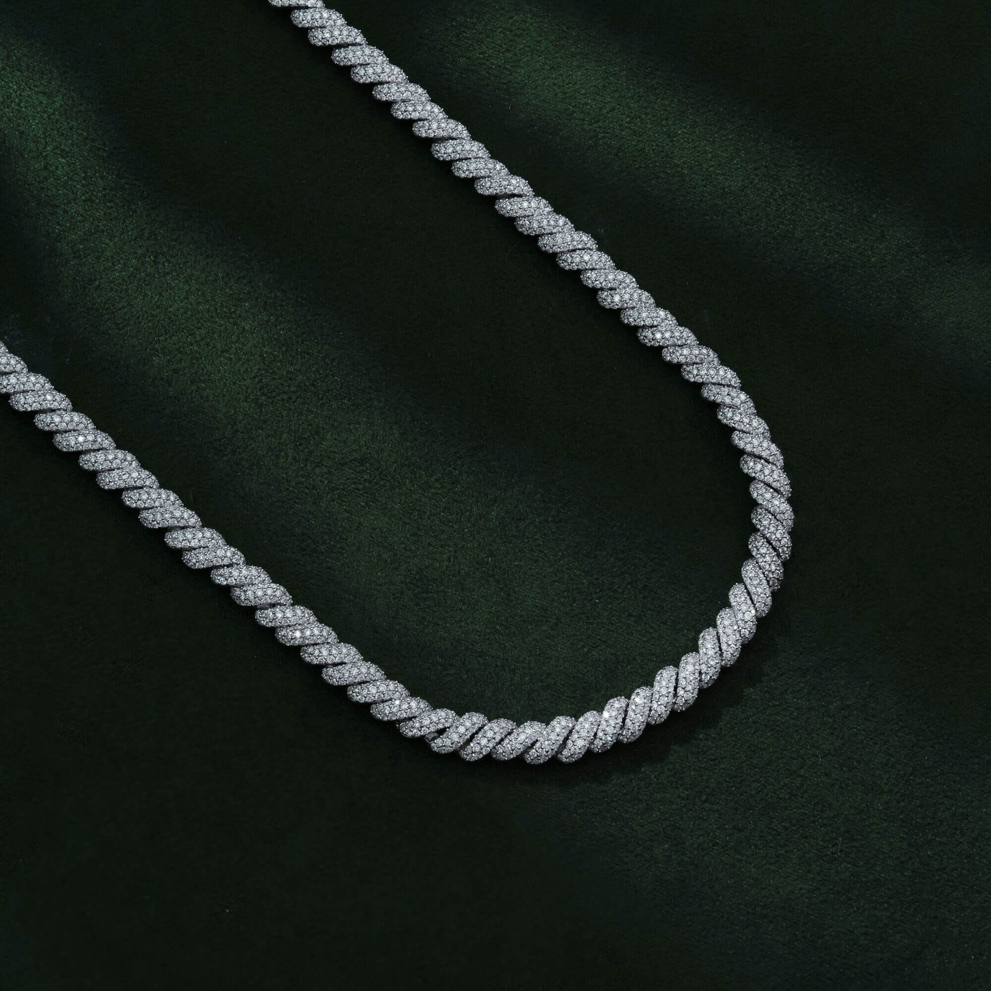 5MM Iced Out Rope Chain – Fully Moissanite Diamond Hip Hop Twisted Chain in Sterling Silver