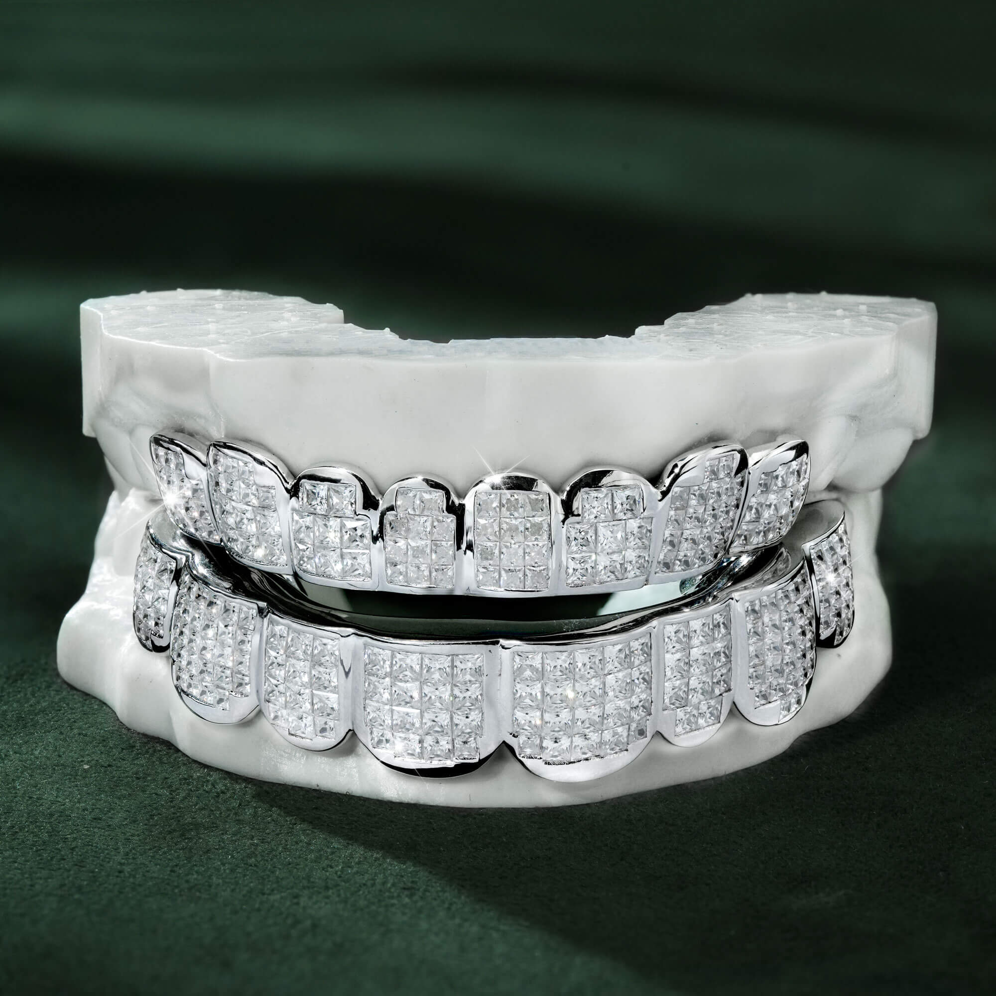 10 on 10 VVS Moissanite Princess Cut Diamond Grillz
