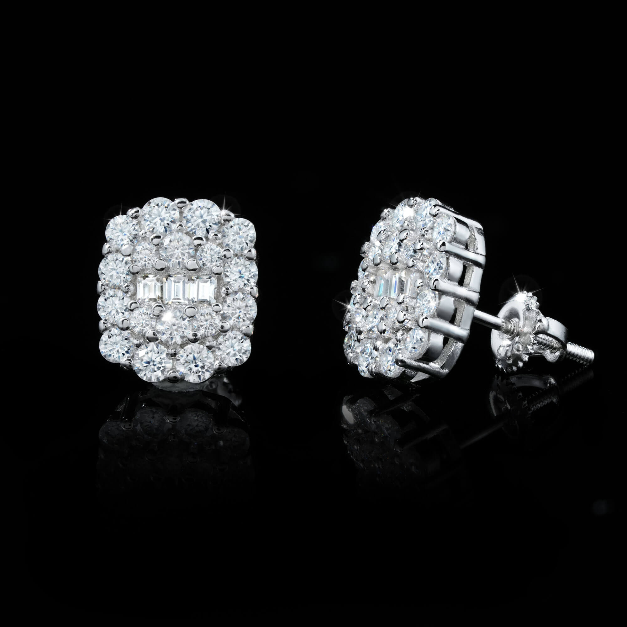 Baguette & Round Cluster Stud Earrings – alternate product view 4