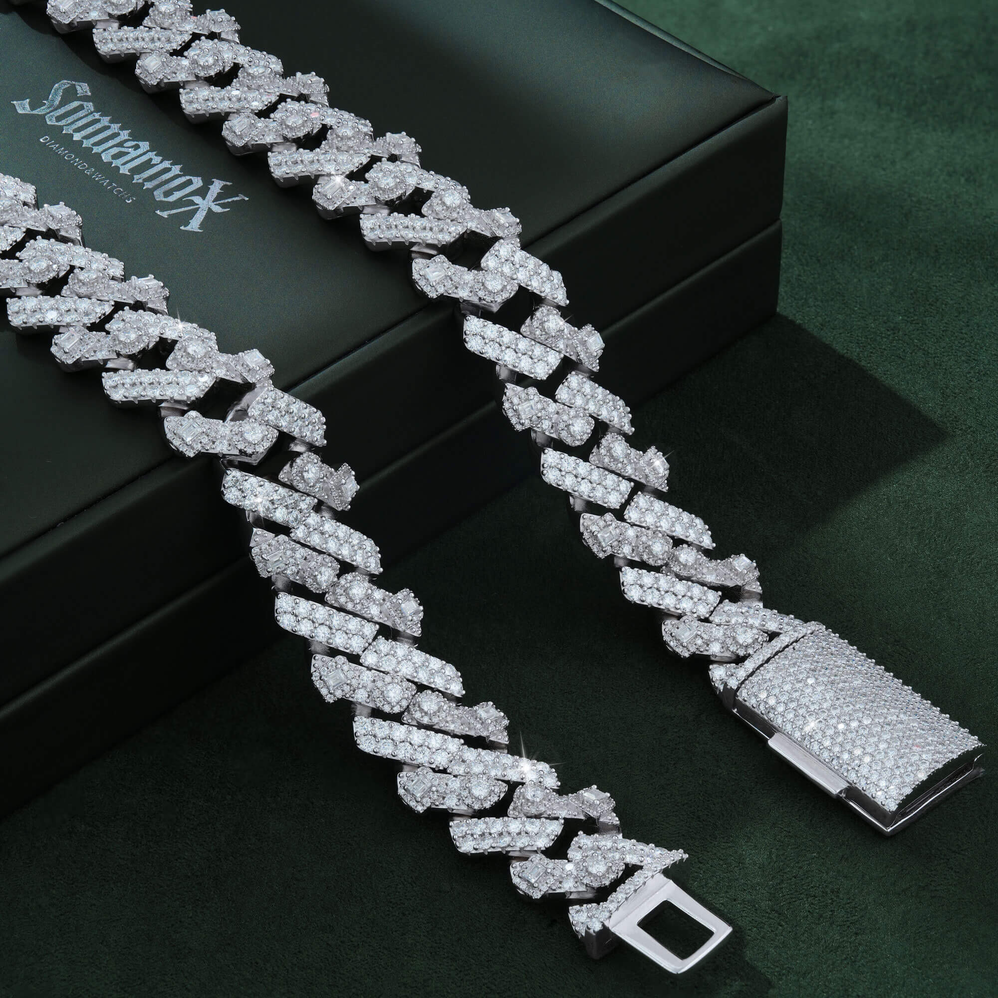 18MM Two-Row Moissanite Cuban Link Chain – VVS Iced Out – alternate product view 5