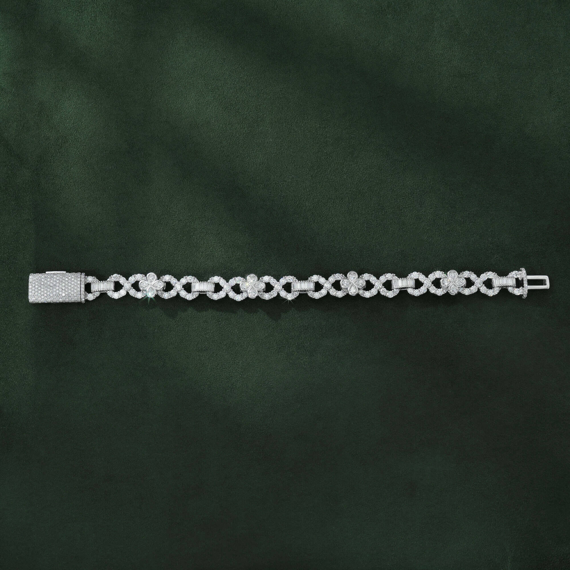 10MM Iced Out Flower Infinity Link VVS Moissanite Cuban Bracelet – alternate product view 4