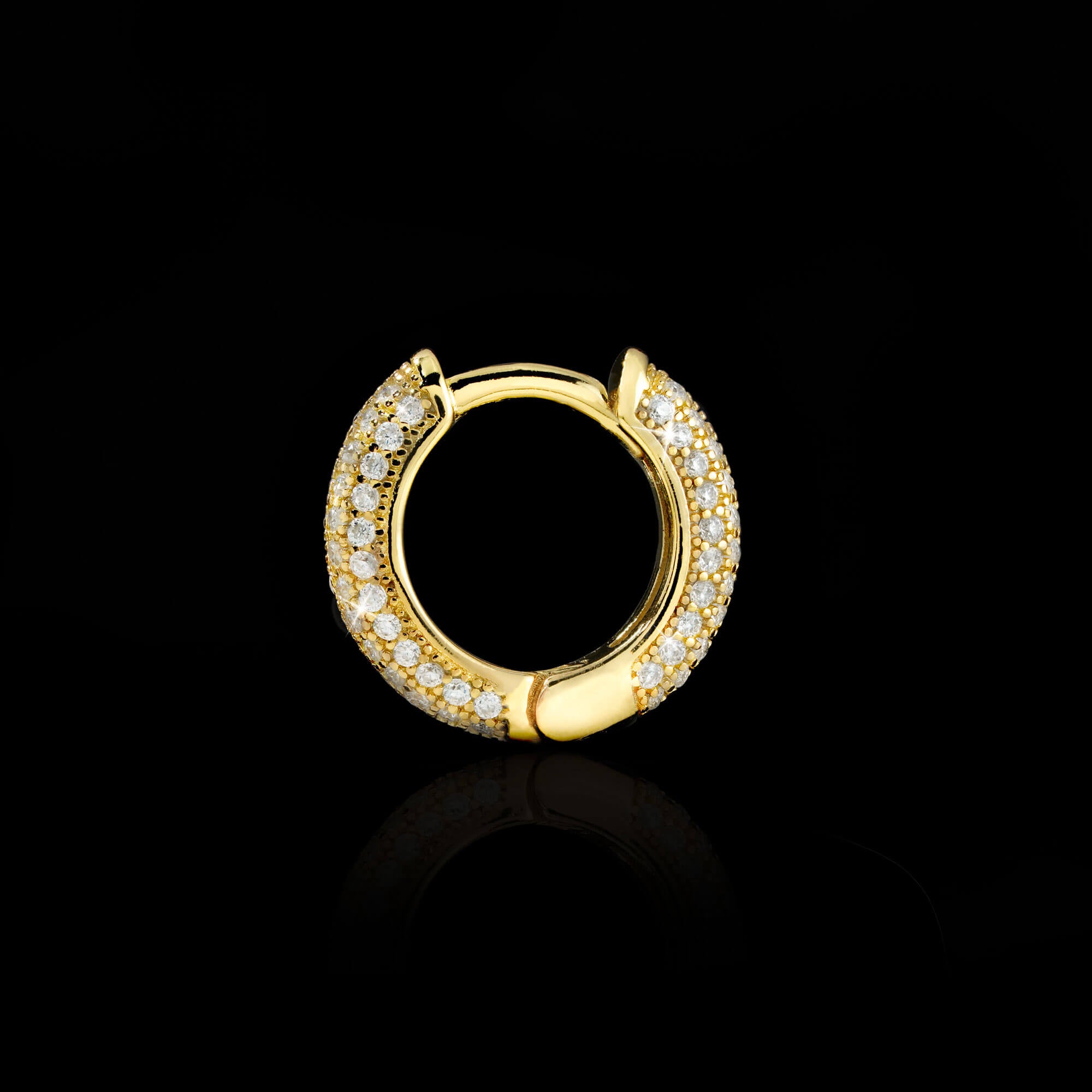 10MM Black & White Moissanite Huggie Hoop Earrings Micro Pavé Iced Out – alternate product view 5