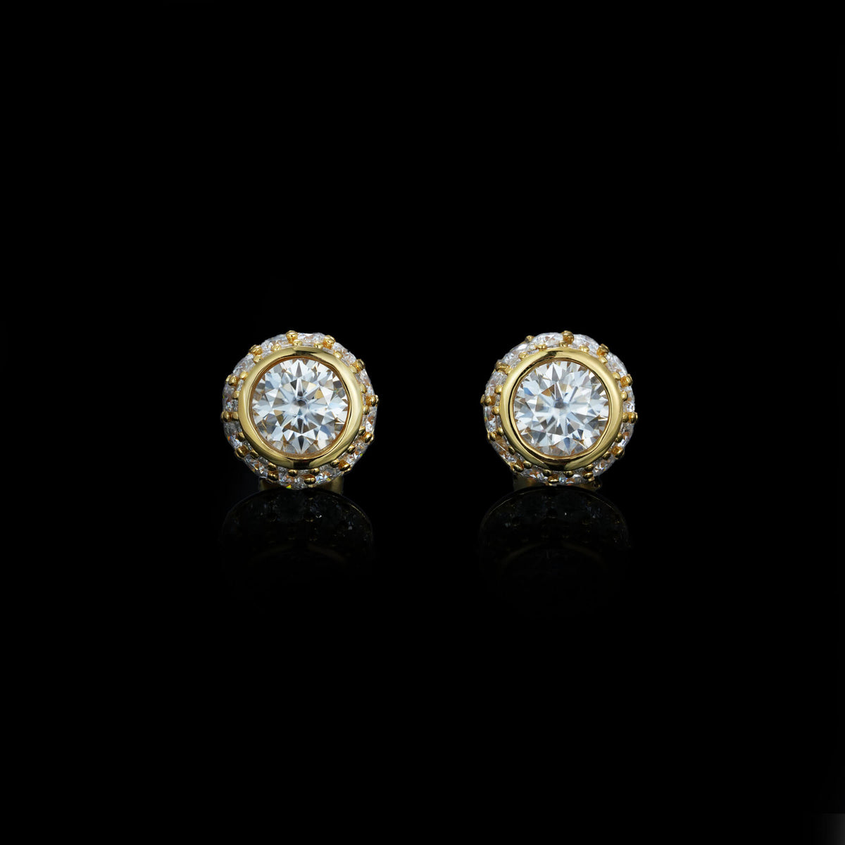 11MM Bezel-Set Round Center VVS Moissanite Stud Earrings – alternate product view 6